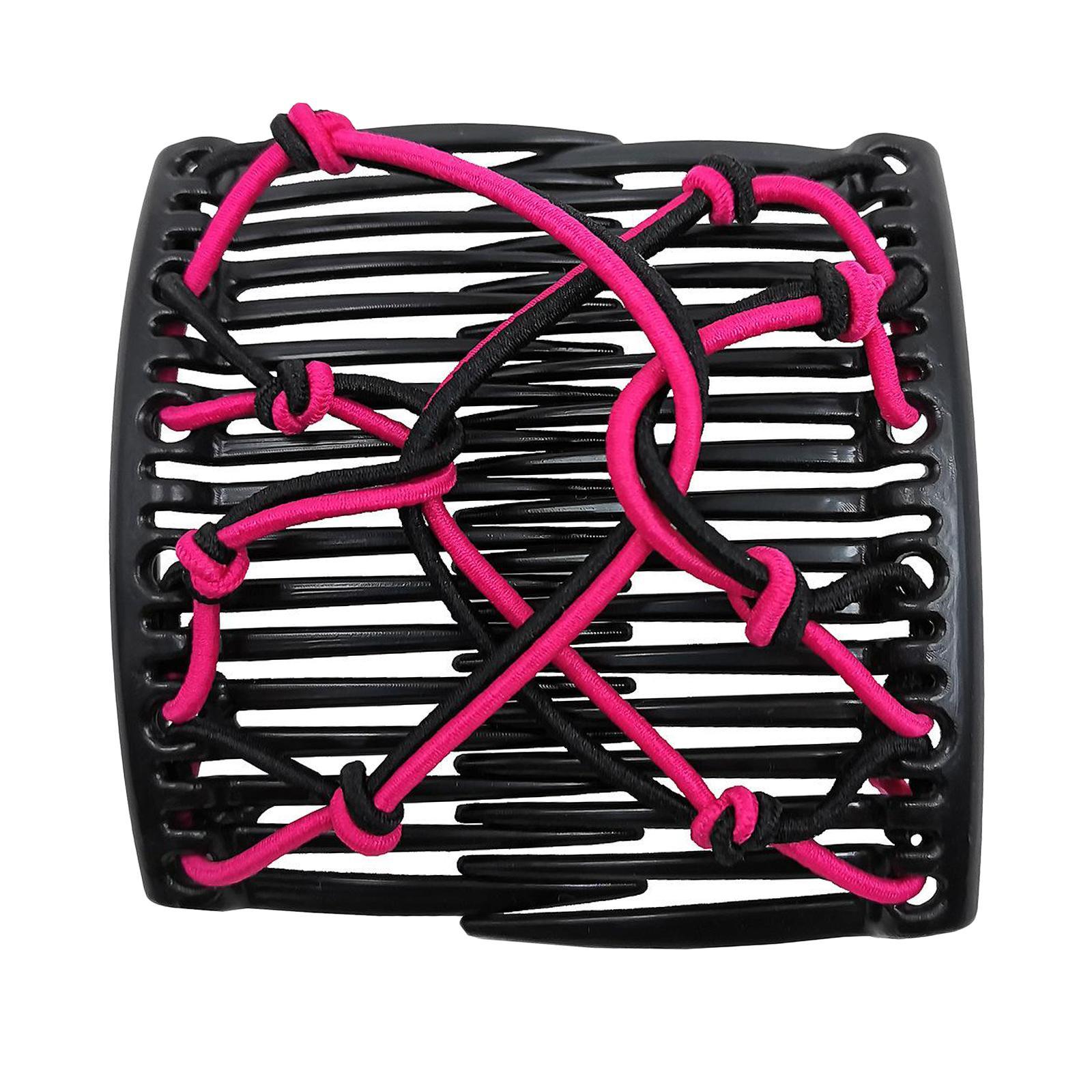 Women Stretchy Magic Hair Clip Double Slide Combs For Bun Updo Tools Rosy
