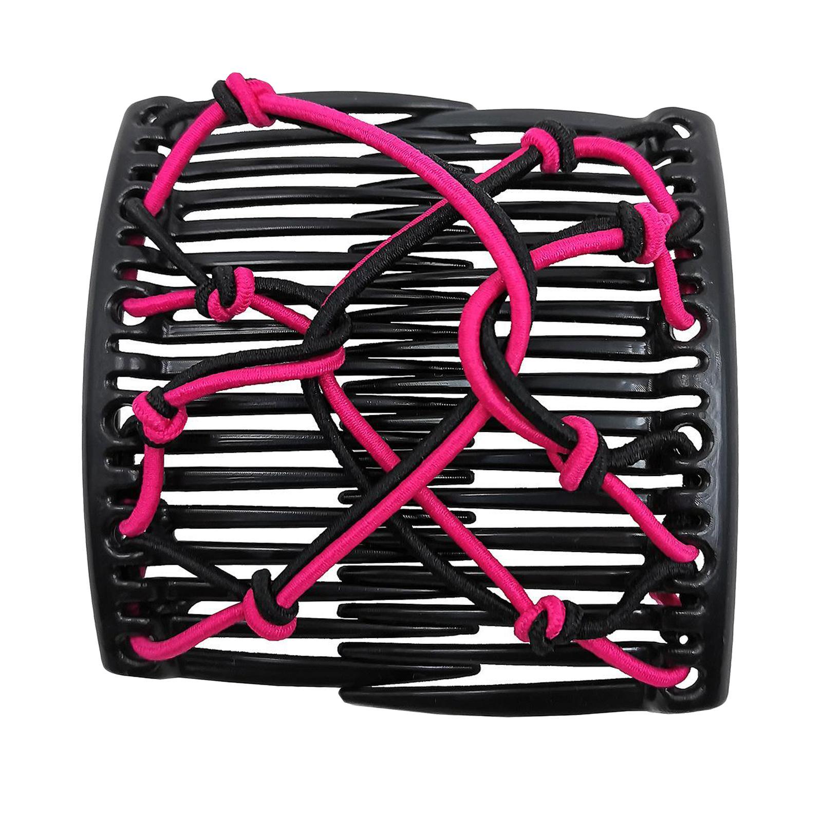Women Stretchy Magic Hair Clip Double Slide Combs For Bun Updo Tools Rosy