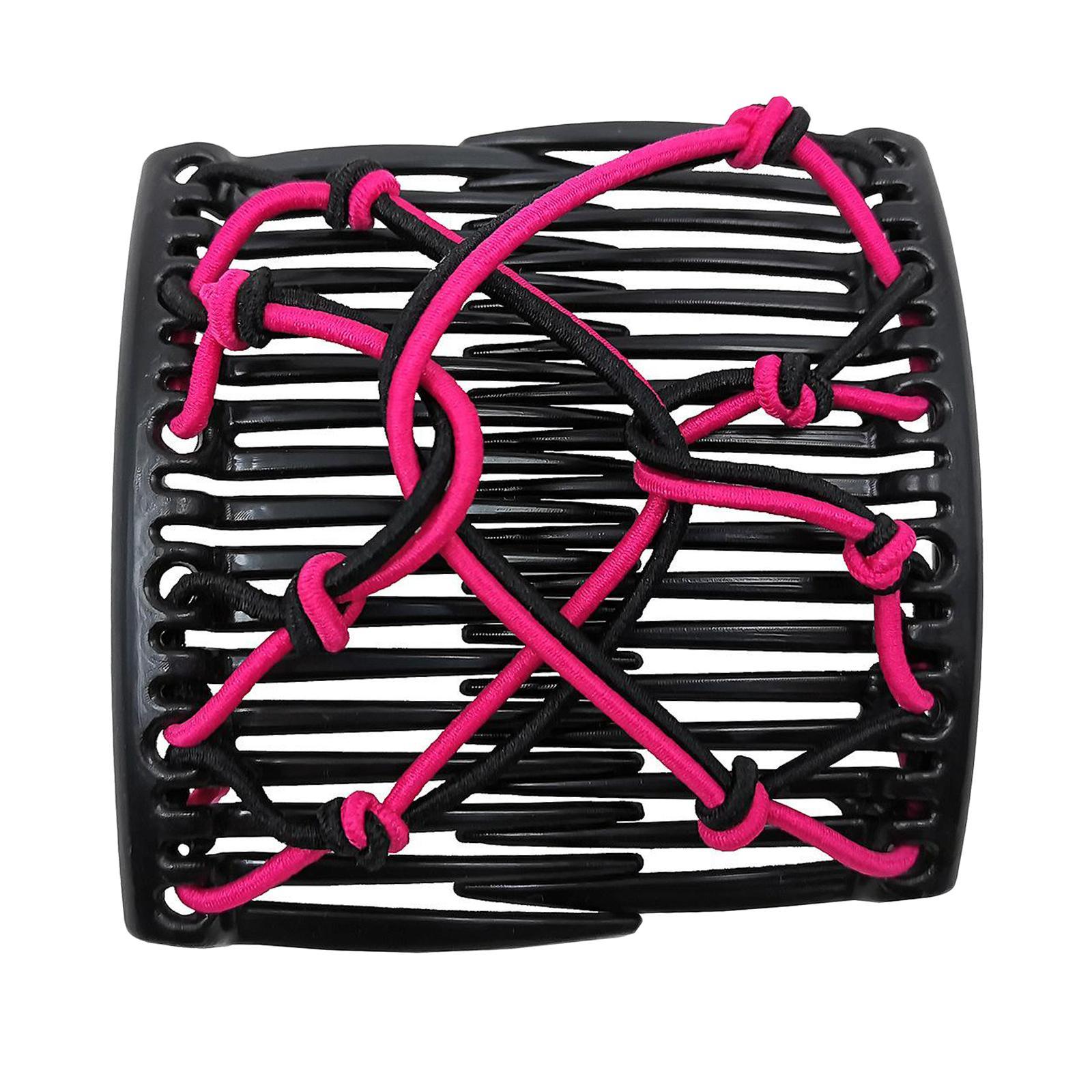 Women Stretchy Magic Hair Clip Double Slide Combs For Bun Updo Tools Rosy
