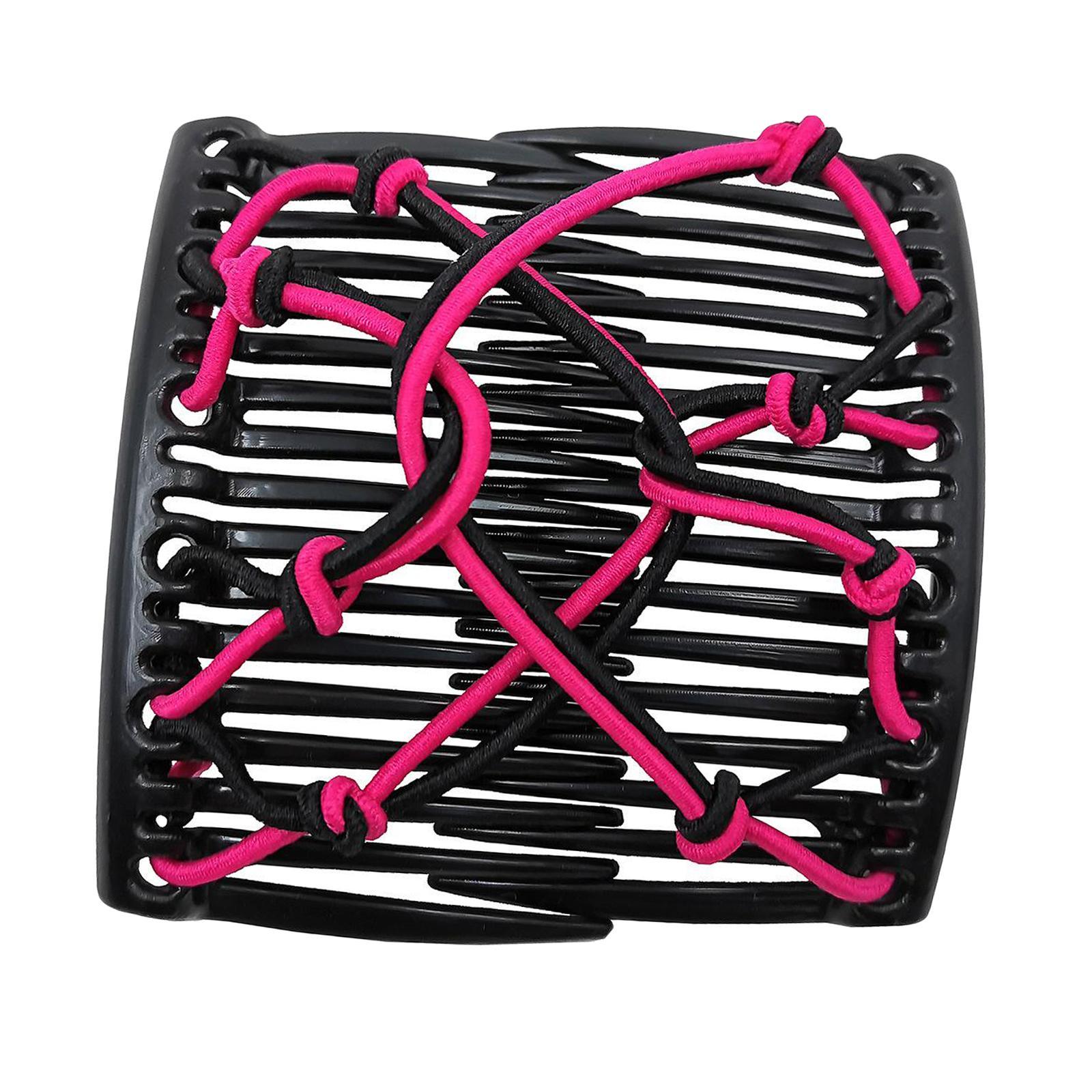 Women Stretchy Magic Hair Clip Double Slide Combs For Bun Updo Tools Rosy