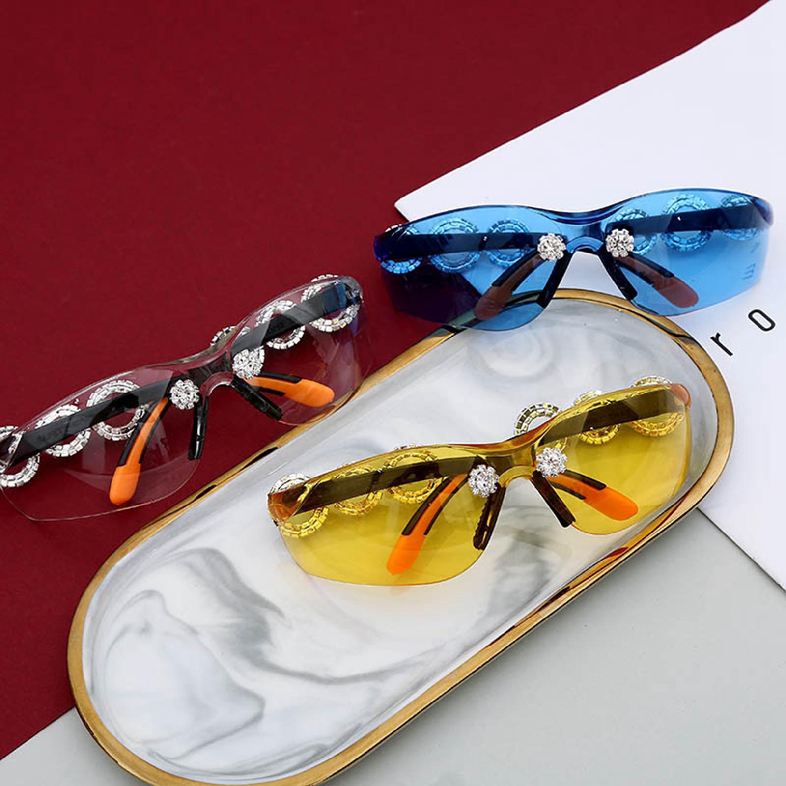 Frameless Crystal Sunglasses PC Sun Glasses Sport Party Supplies Blue Lens