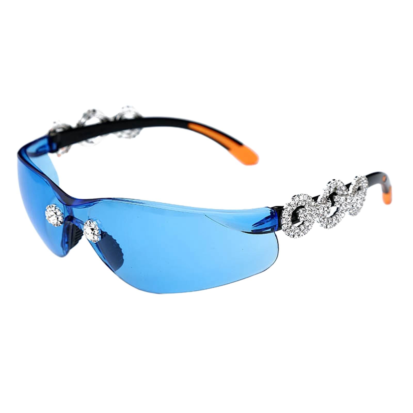 Frameless Crystal Sunglasses PC Sun Glasses Sport Party Supplies Blue Lens