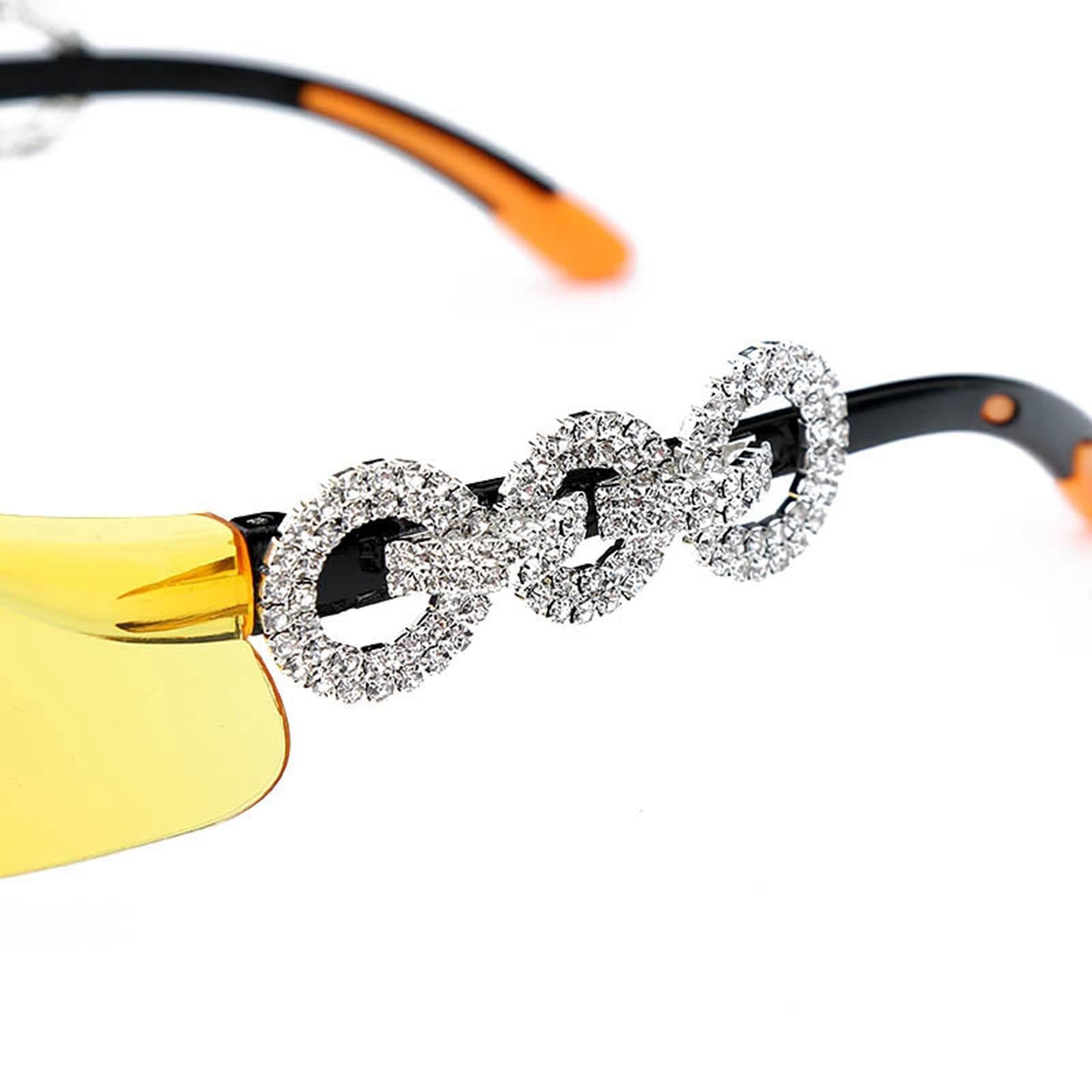 Frameless Crystal Sunglasses PC Sun Glasses Sport Party Supplies Yellow Lens