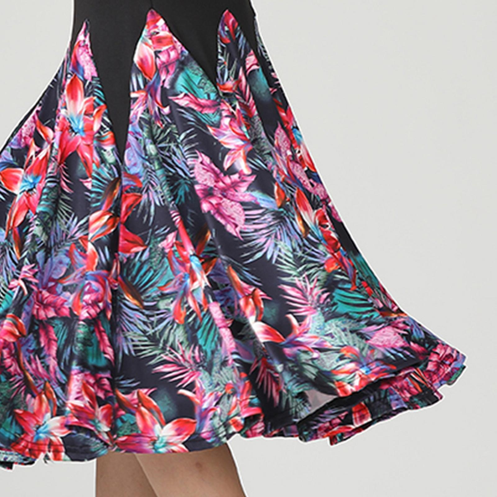 Women Big Swing Latin Ballroom Dance Skirt Waltz Flamenco Skirts Black