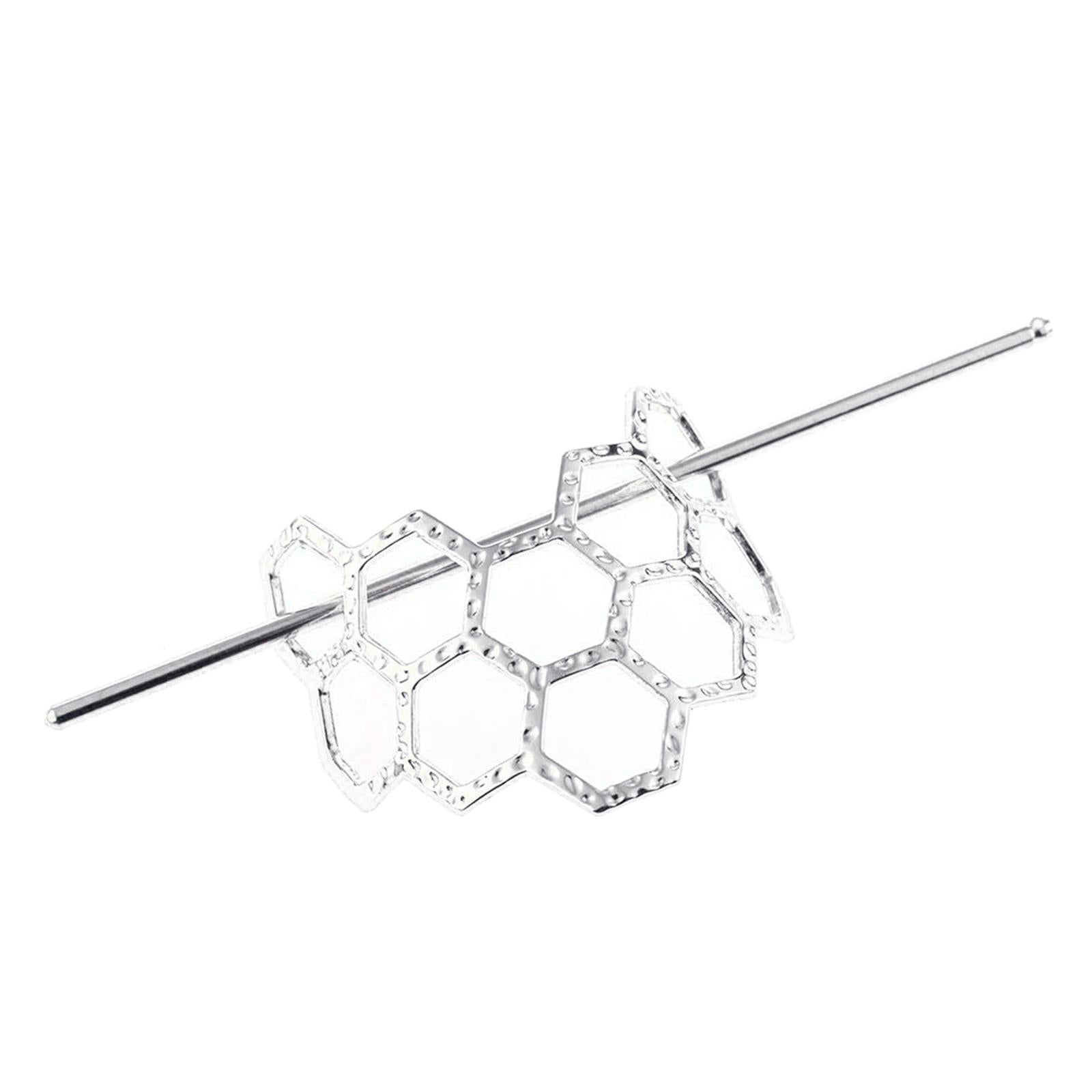 Hair Stick Boho Metal Alloy Geometric Shaped Bun Holder Bun Cage Silver