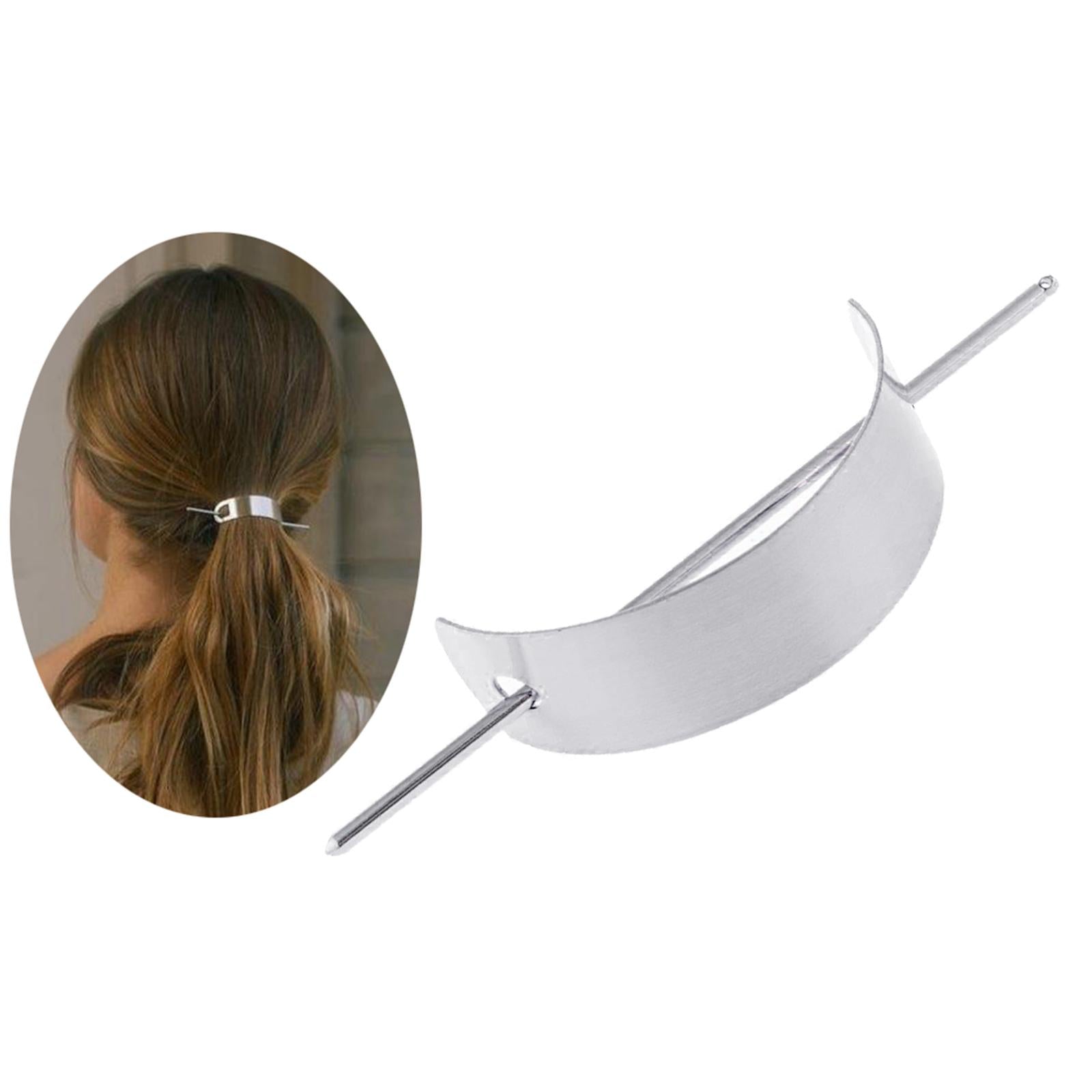 Hair Cuff Bun Holder U Shaped Brushed Hair Stick Women Girl Chignon Silver
