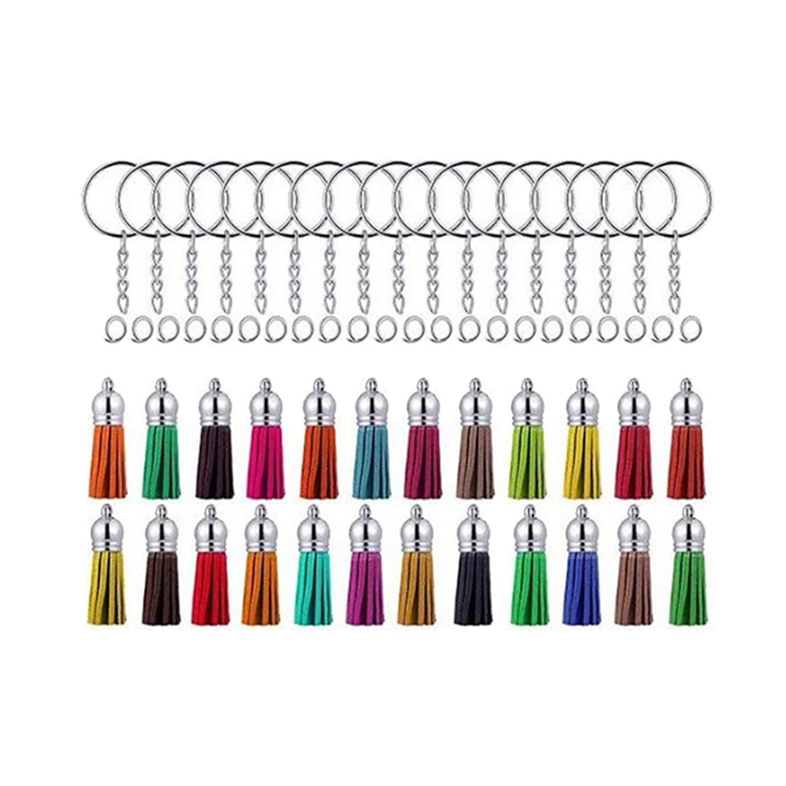96x DIY Keychain Kit Key Chain with Tassels Pendants DIY Crafts Projects