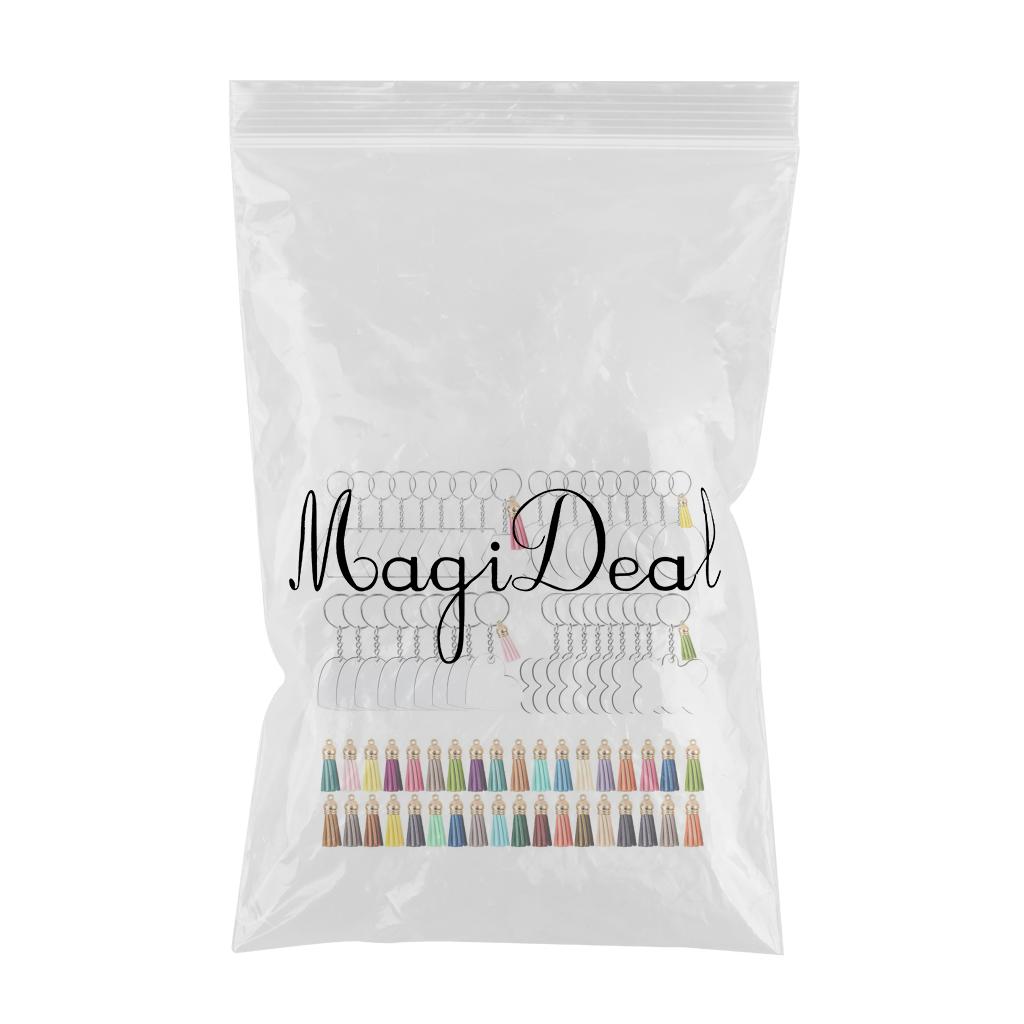 36Pack Clear Acrylic Key Chain Keychain Blanks Charm with Tassel DIY Keyring