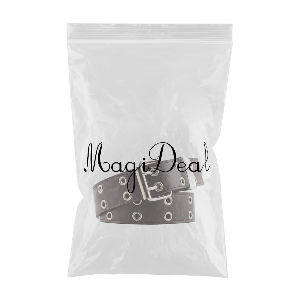 Women Punk Belt Double Grommet Leather Jeans Waist Strap Coffee