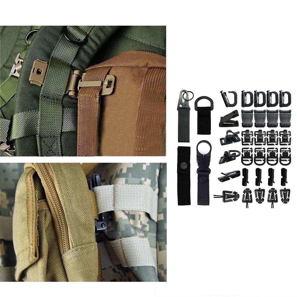 34Pieces Molle Attachments for Tactical Vest Webbing Key Ring D-Ring Clip