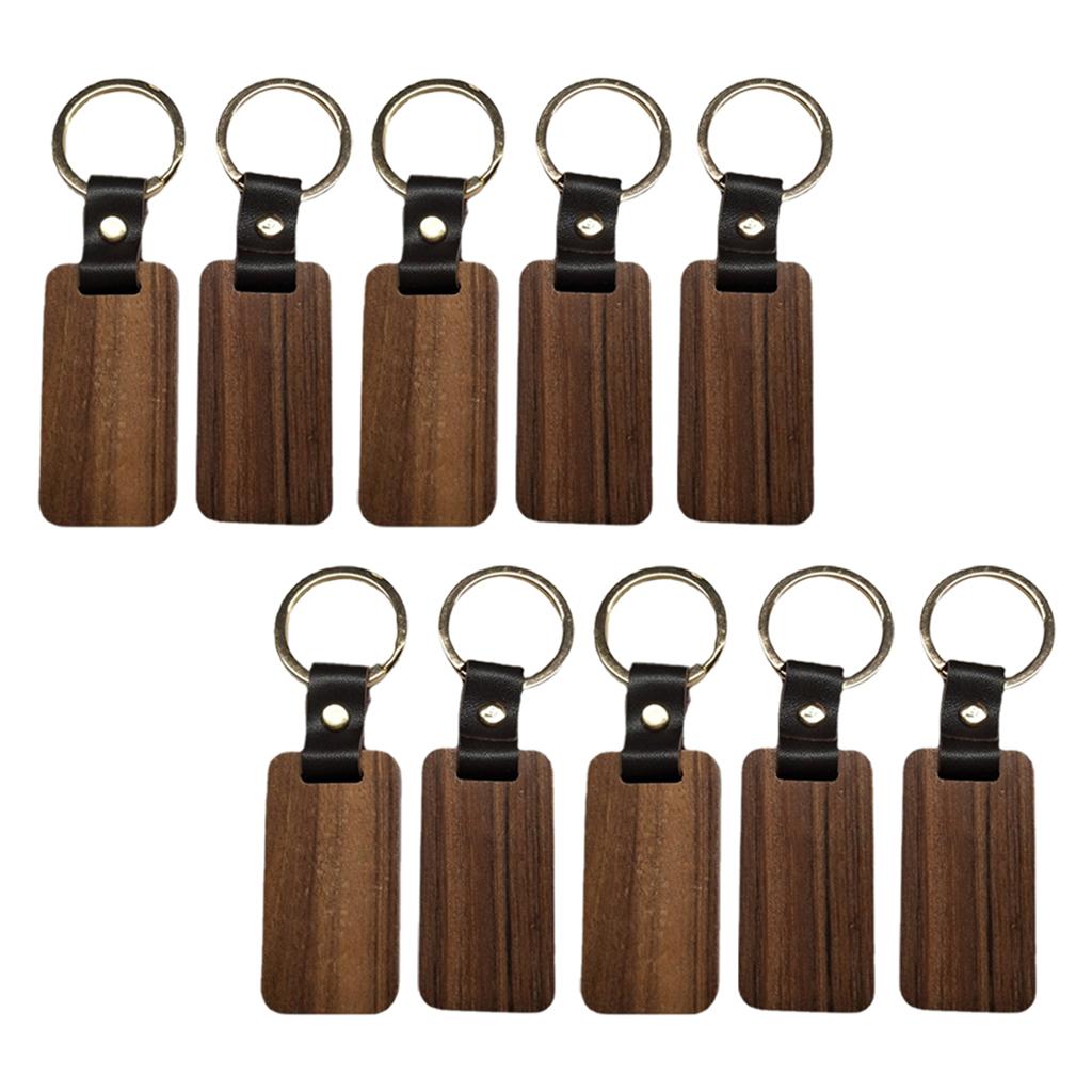10pcs Key Chain Rectangle Key Ring Car Hanging Pendant Painting Crafts Gifts