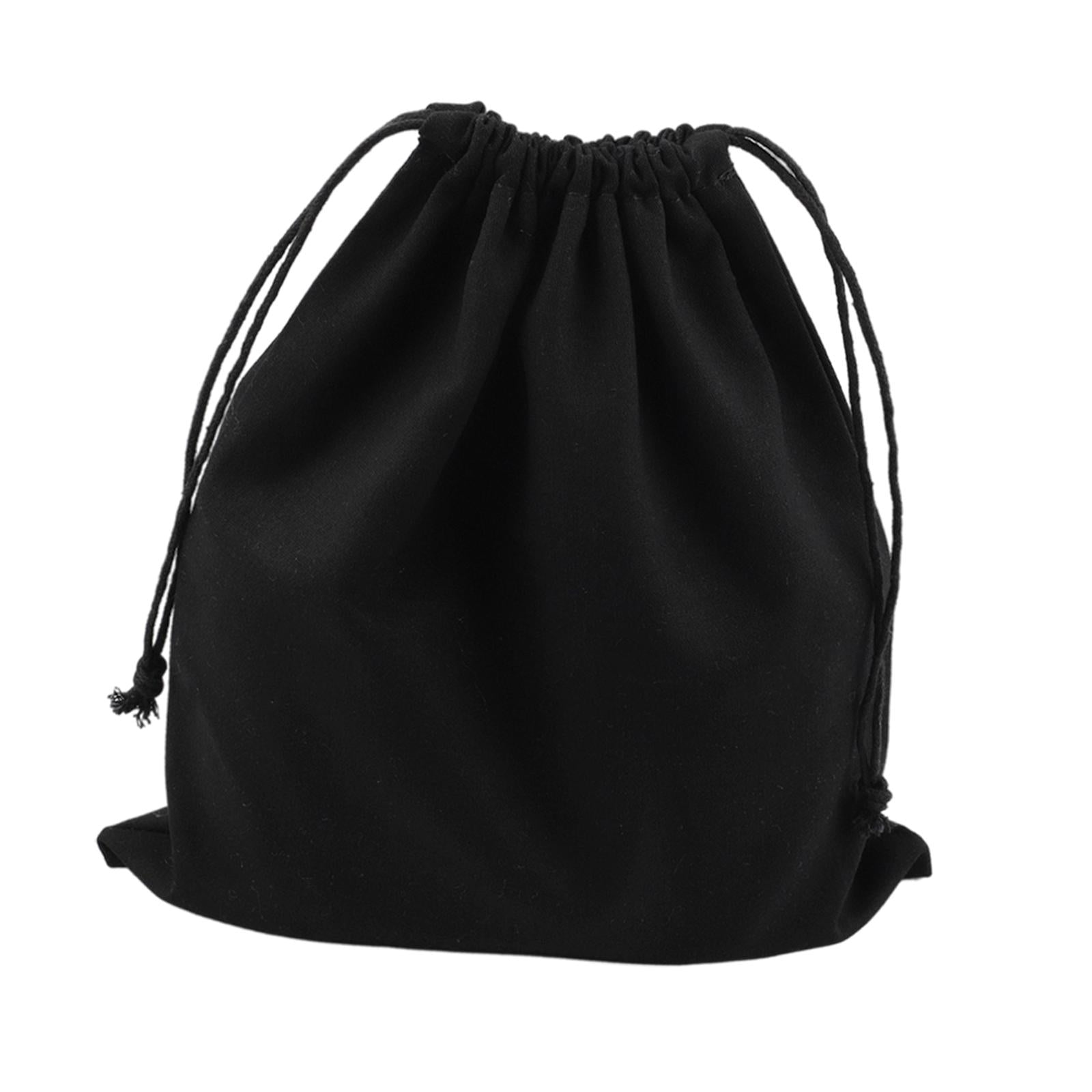 Canvas Drawstring Storage Bag Shoes Laundry Organizer Pouch Portable Black