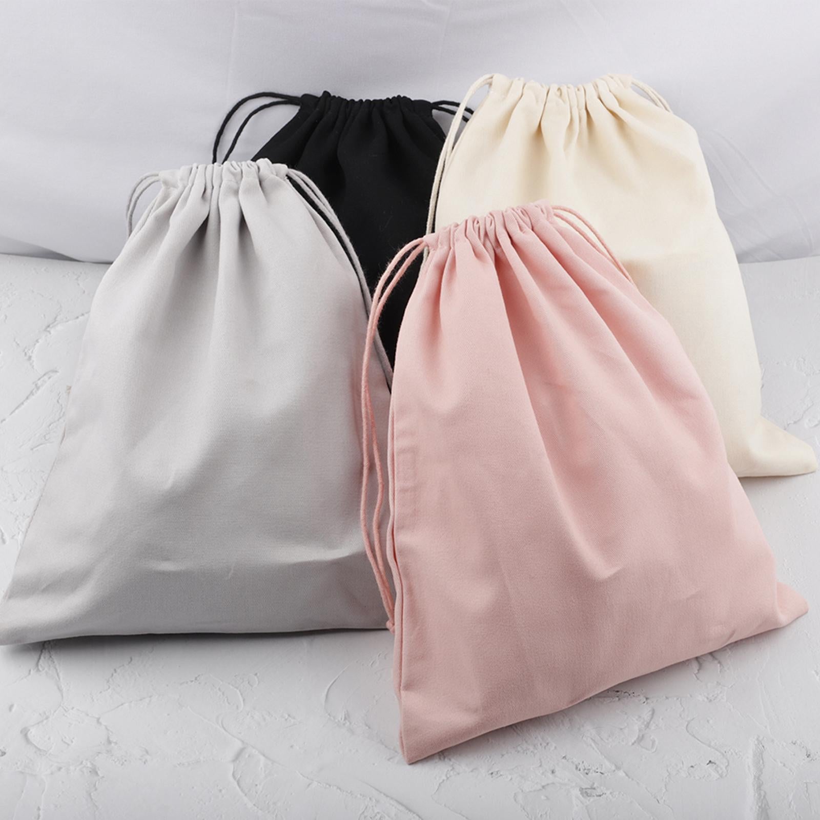 Canvas Drawstring Storage Bag Shoes Laundry Organizer Pouch Portable Grey