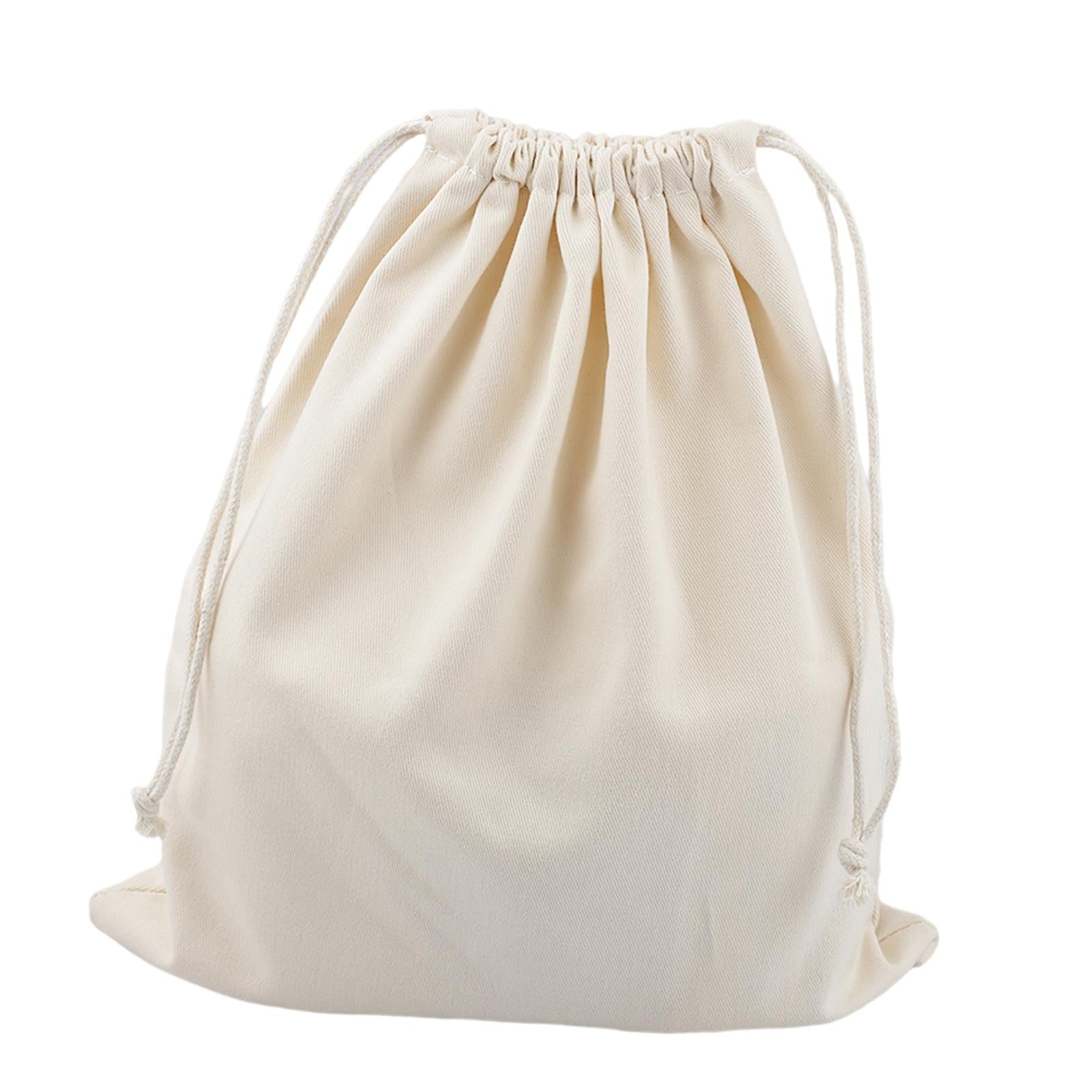Canvas Drawstring Storage Bag Shoes Laundry Organizer Pouch Portable Beige