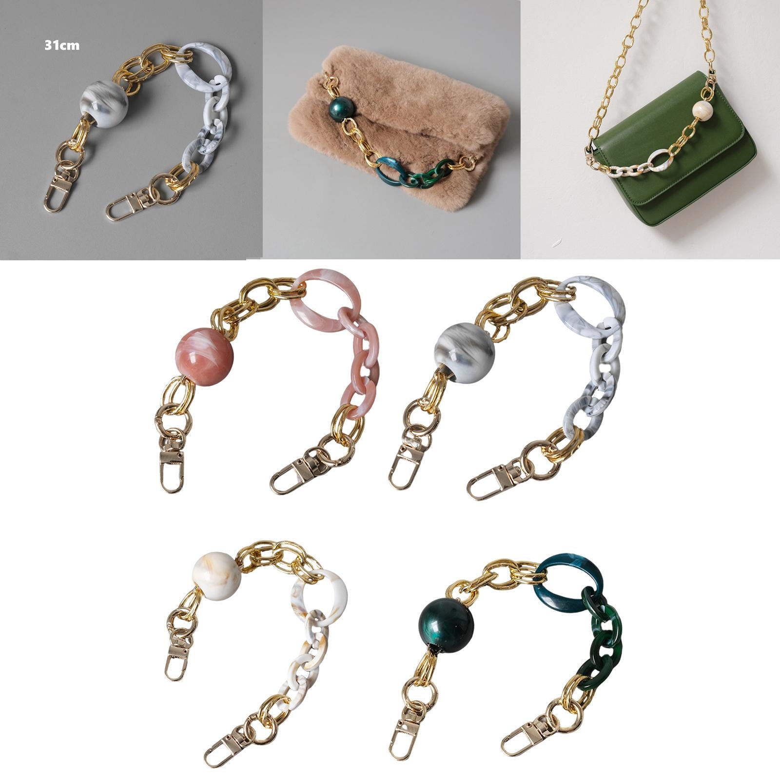 Purse Handle Chain Strap for Handbag Bag Decoration Accessories Pink