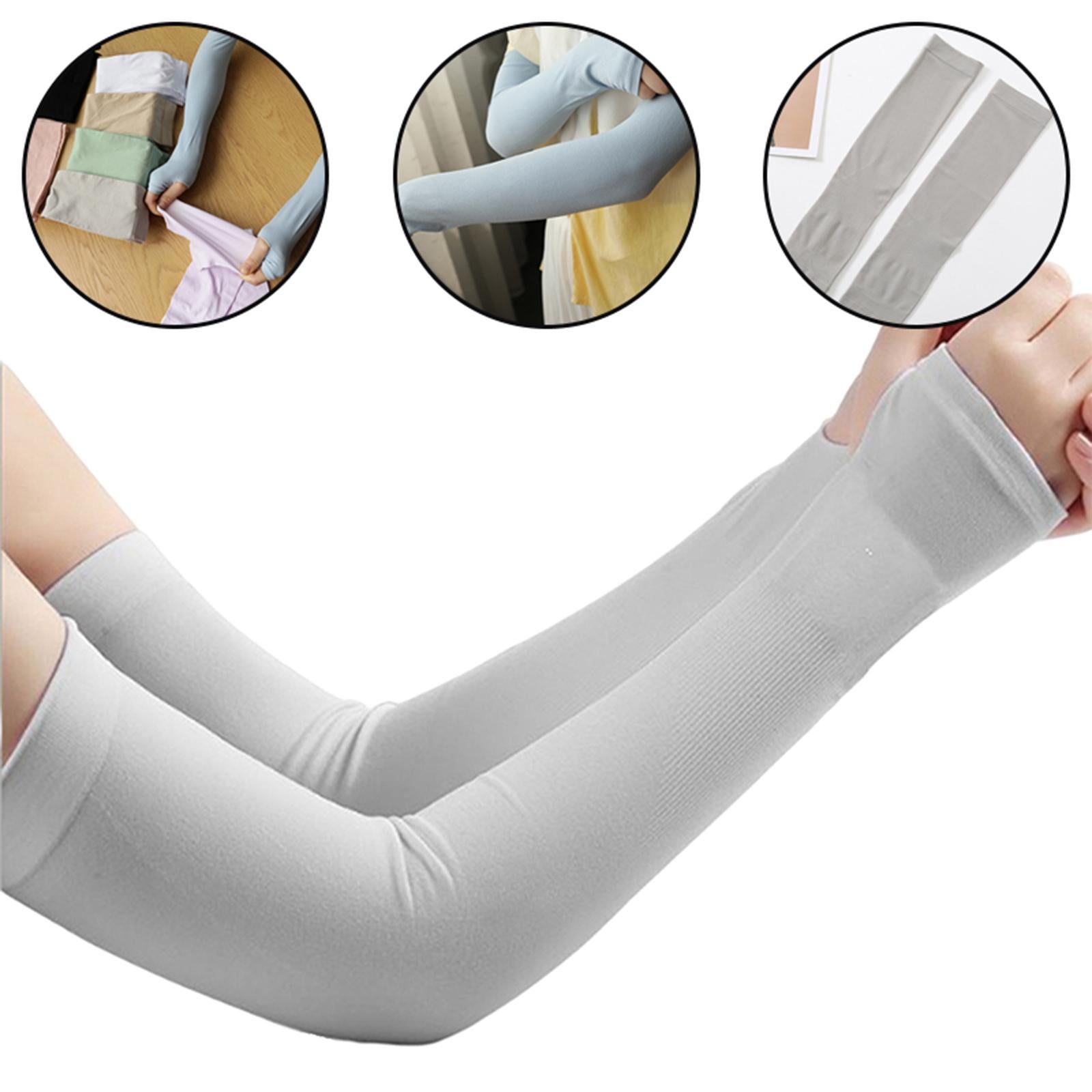 UV Protection Arm Sleeves Ice Silk Cooling Sports Sleeve Running Gray