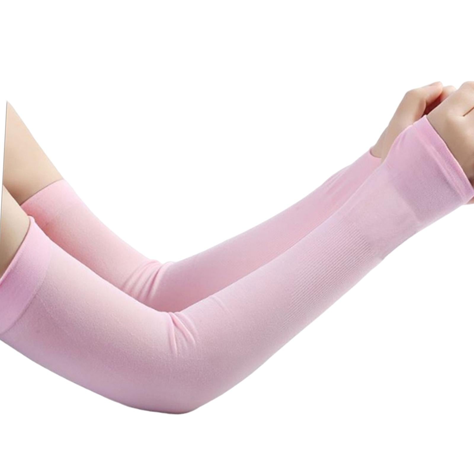 UV Protection Arm Sleeves Ice Silk Cooling Sports Sleeve Running Pink
