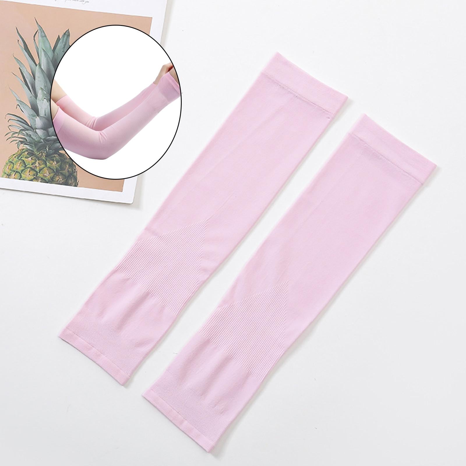 UV Protection Arm Sleeves Ice Silk Cooling Sports Sleeve Running Pink