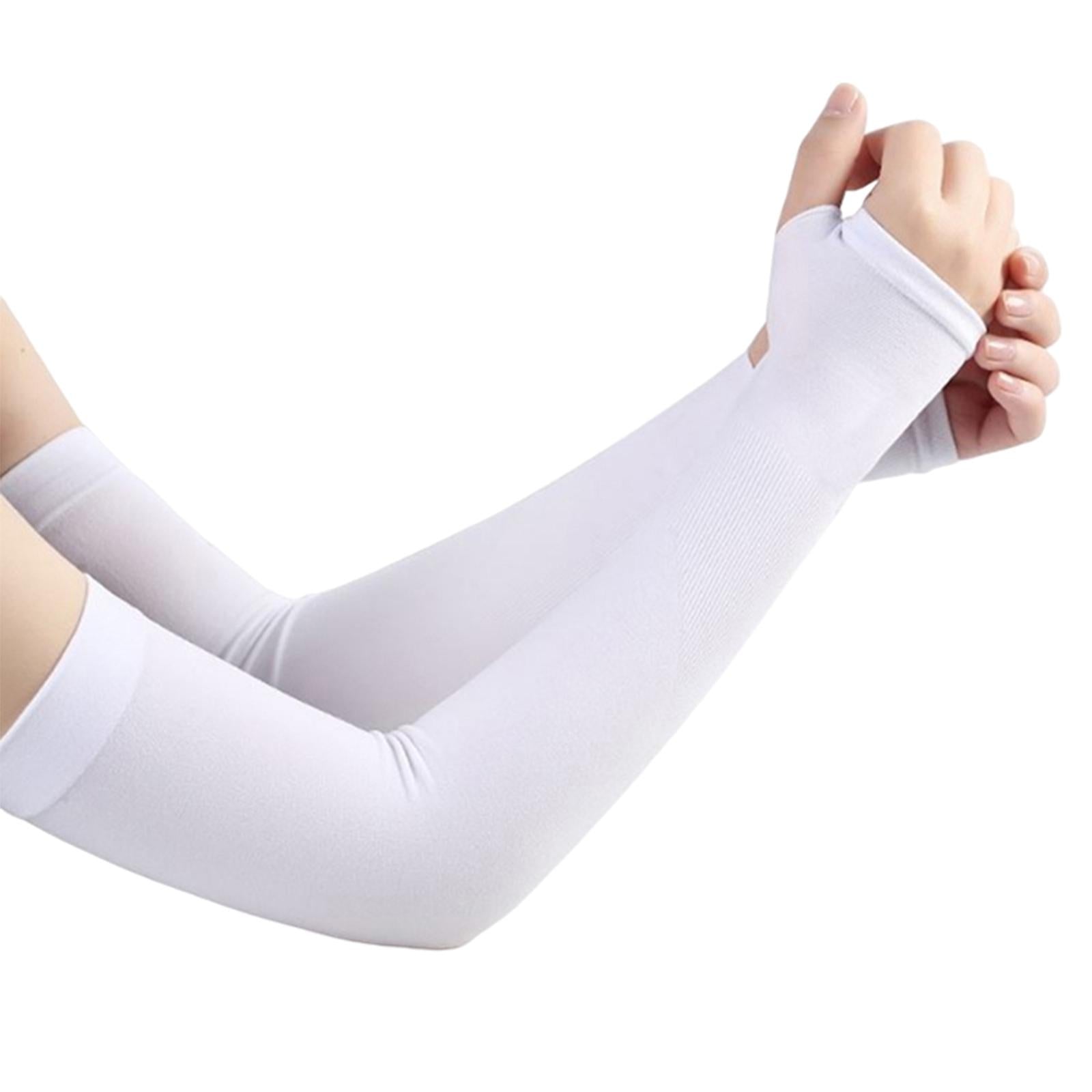 UV Protection Arm Sleeves Ice Silk Cooling Sports Sleeve Running White