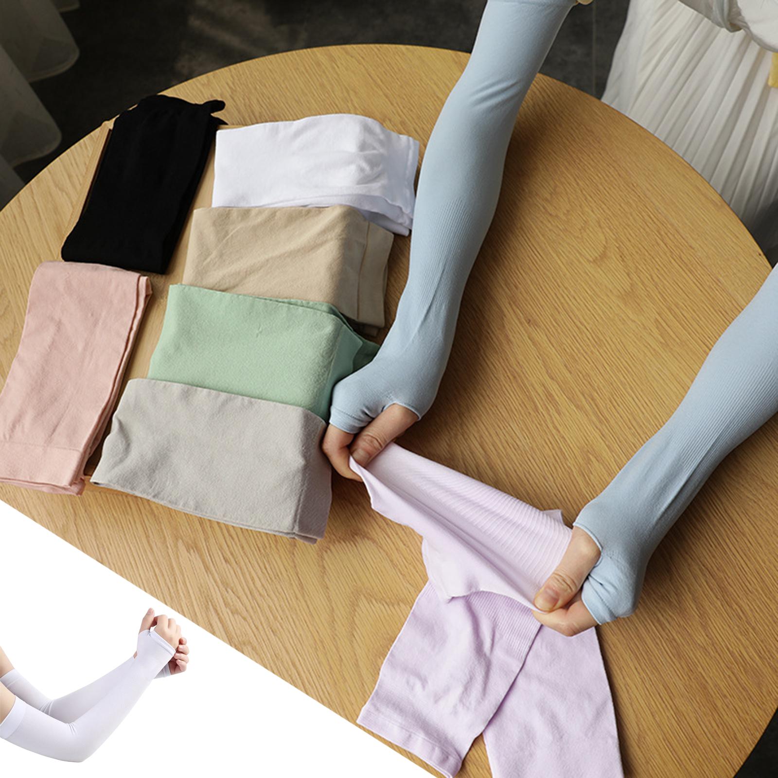 UV Protection Arm Sleeves Ice Silk Cooling Sports Sleeve Running White