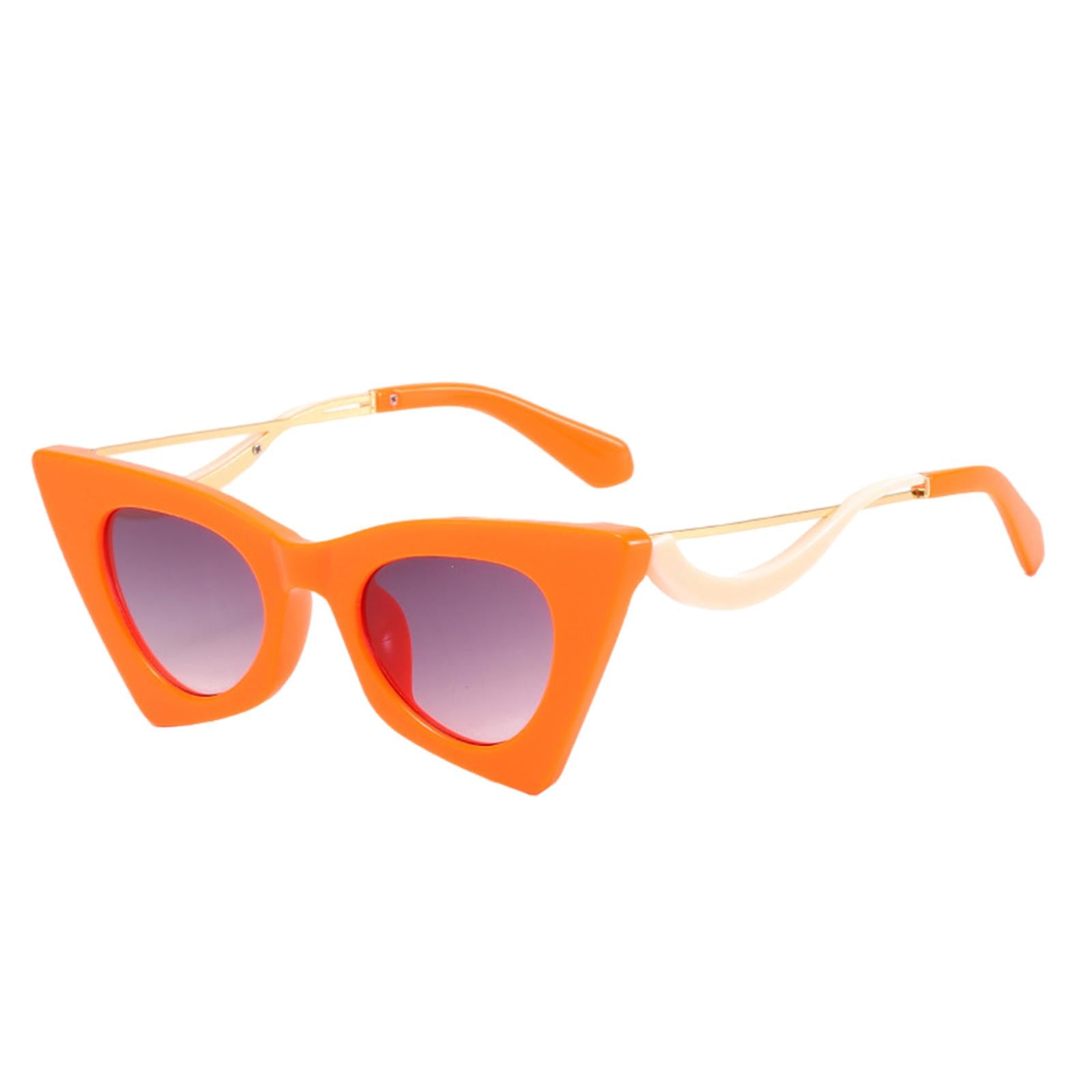 Cat Eye Sunglasses Women Plastic Frame UV Protection Shades Eyewear Orange