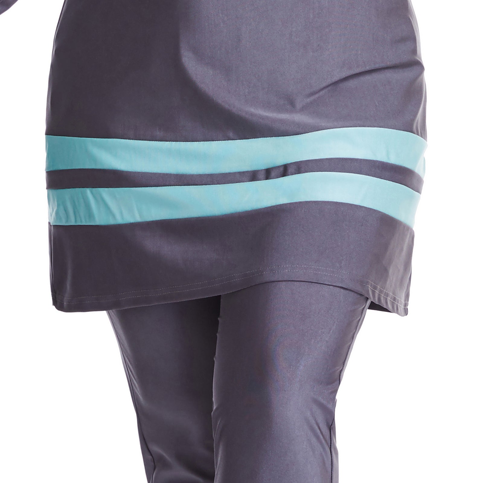 Islamic Modest Swimsuit Beach Muslim Arab Women Swimwear Plus Size Gray XL
