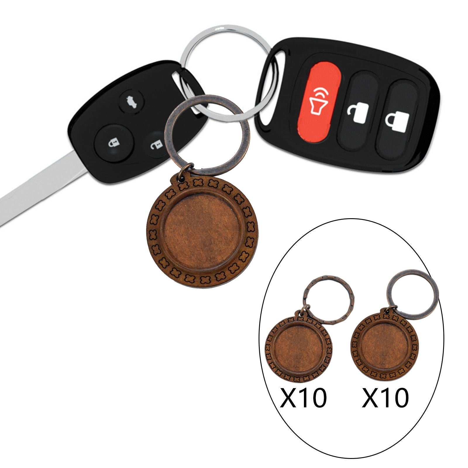 10pcs Wooden Key Chains Keychains Blanks Discs Keyring Crafts Wave Ring