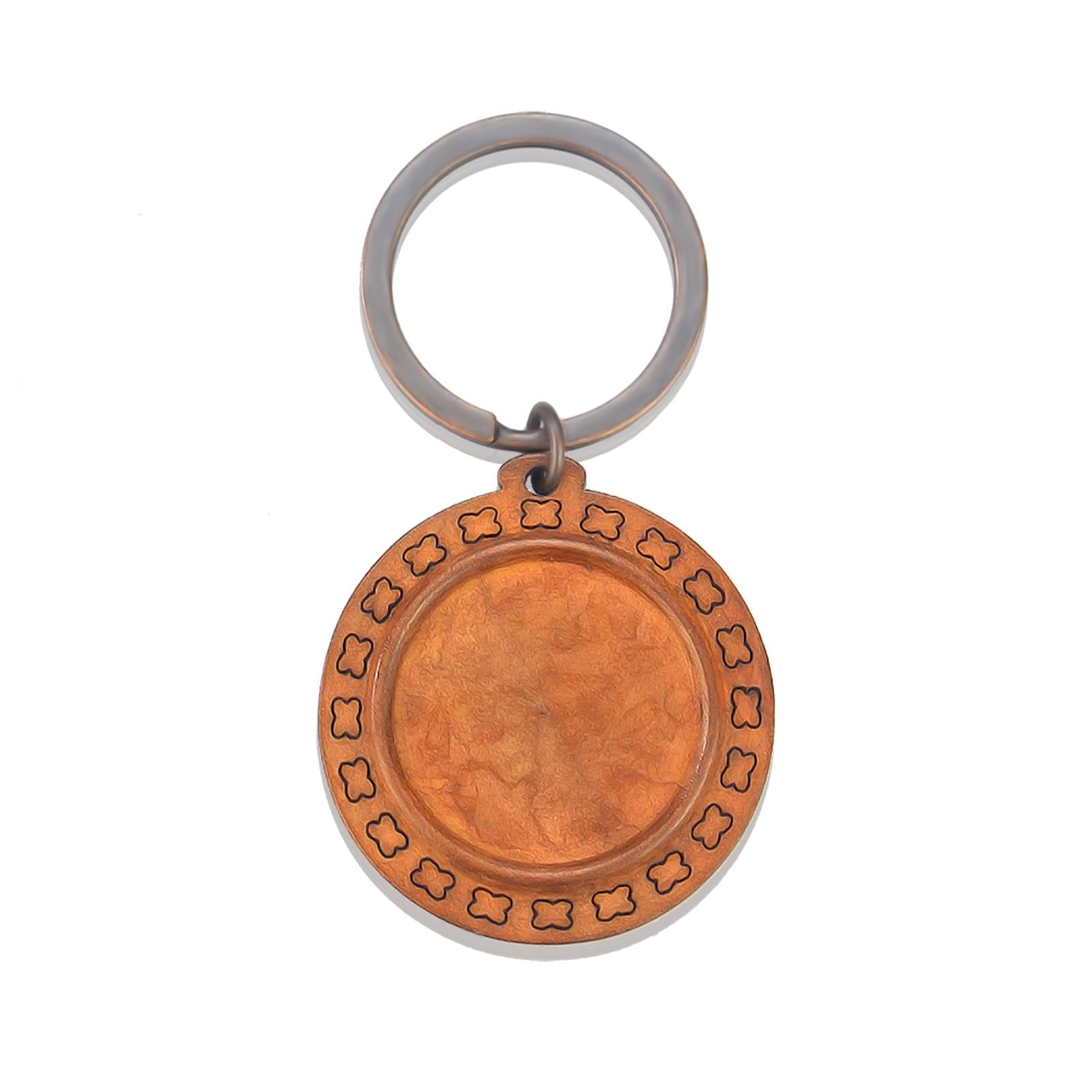 10pcs Wooden Key Chains Keychains Blanks Discs Keyring Crafts Plain Ring