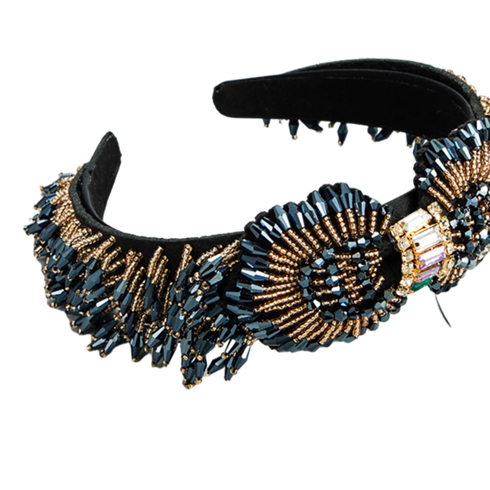 Trendy Baroque Headband Embellished Gem Hair Band Hair Piece Decor Blue