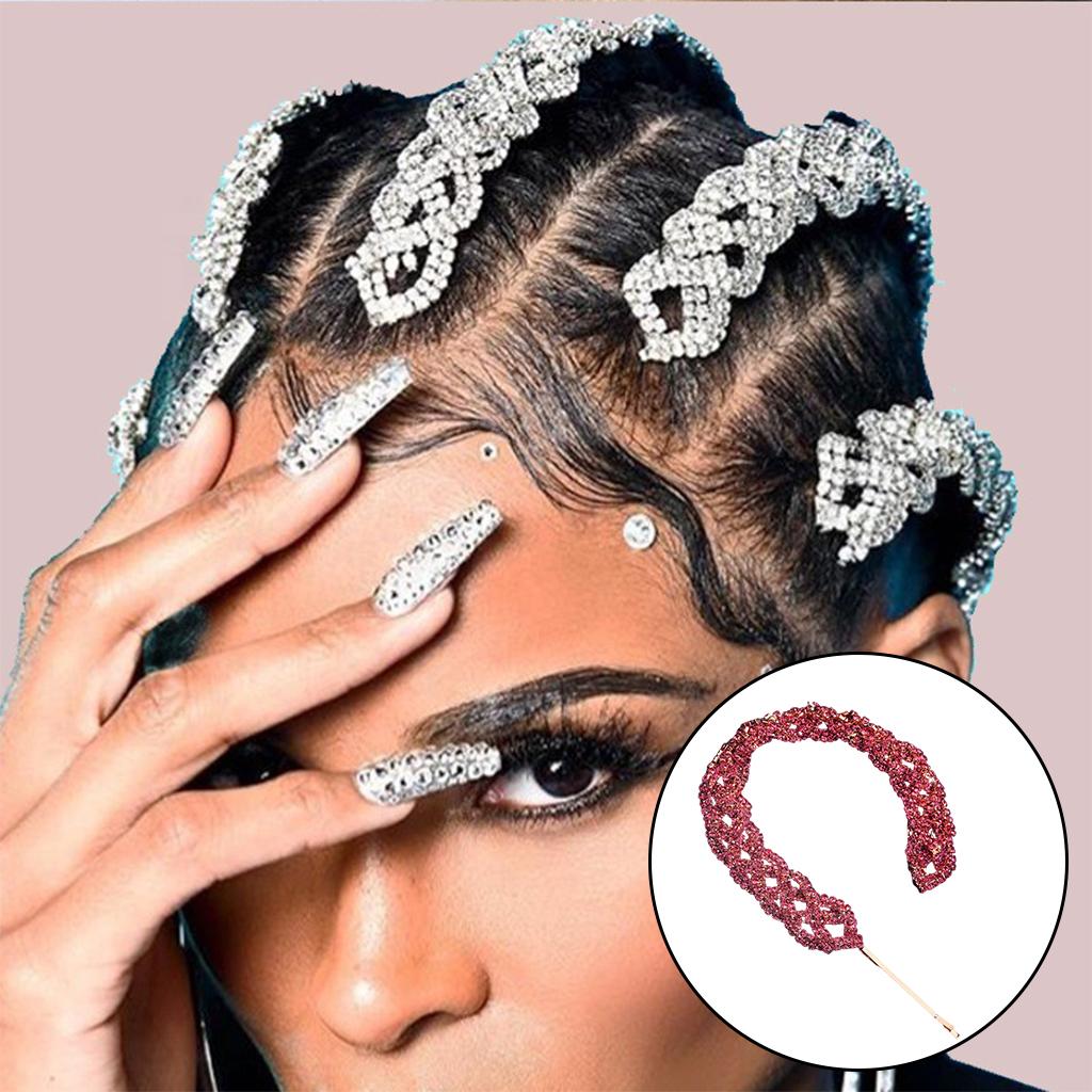 Rhinestone Hair Clips Hairpin Hair Pin Chain Jewelry Pink Rose Gold
