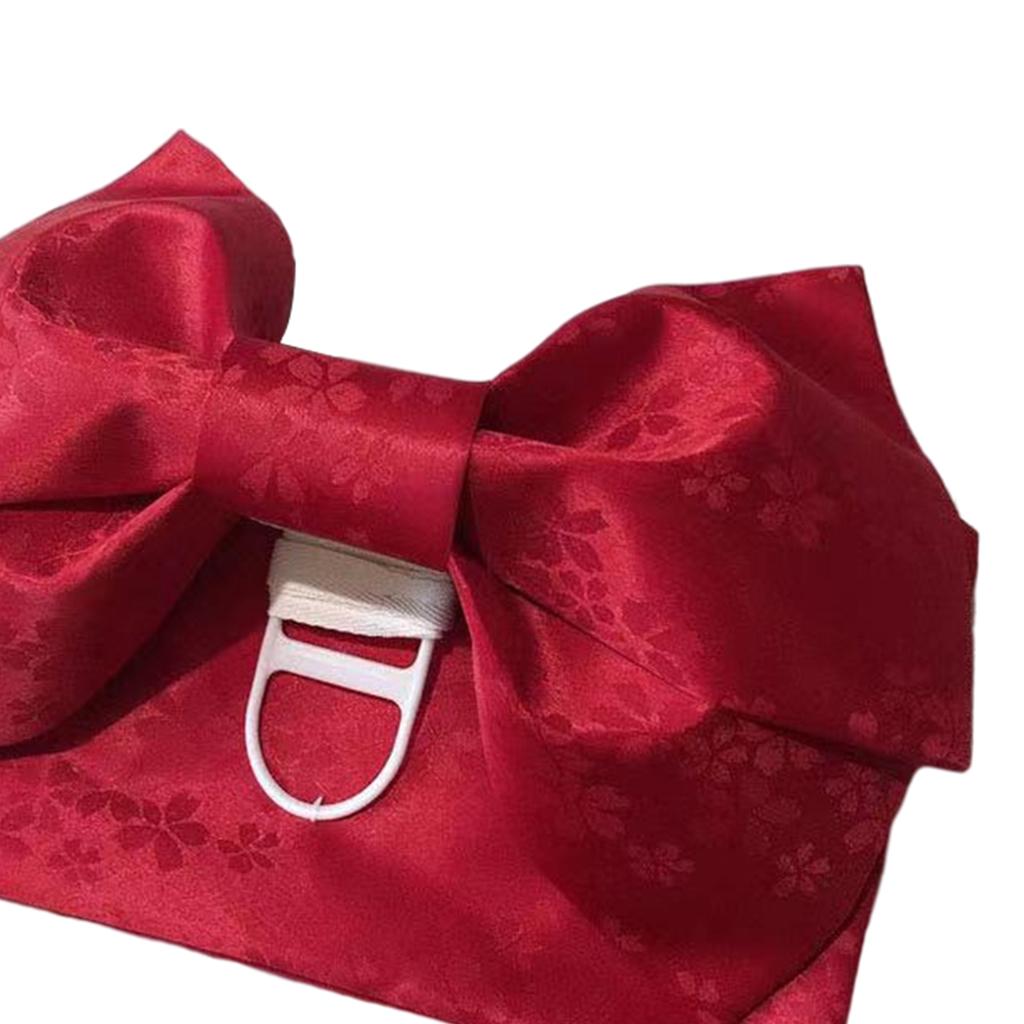 Kimono Obi Jacquard Pre-Tied Bow Waist Strap Cummerbund Red