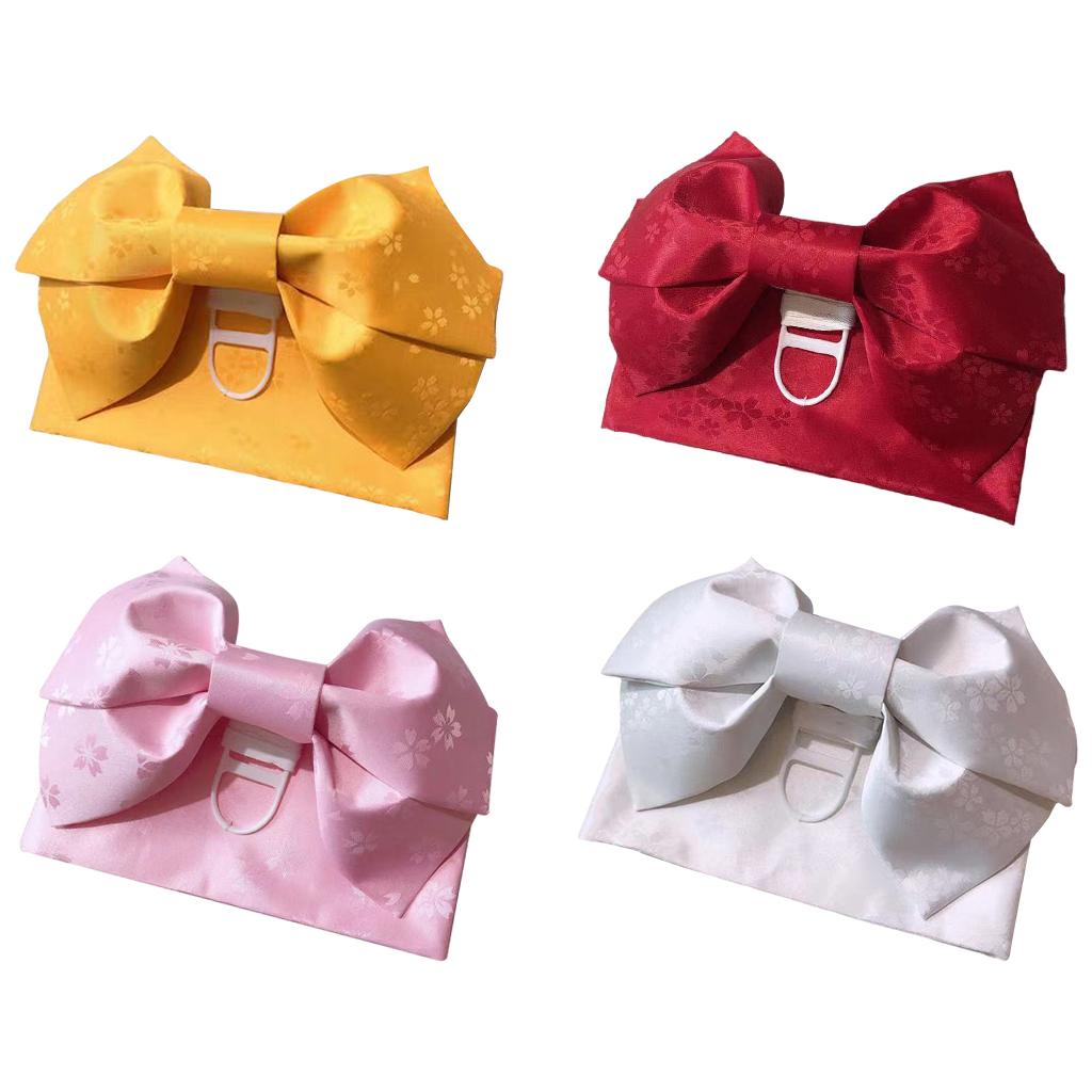 Kimono Obi Jacquard Pre-Tied Bow Waist Strap Cummerbund Red