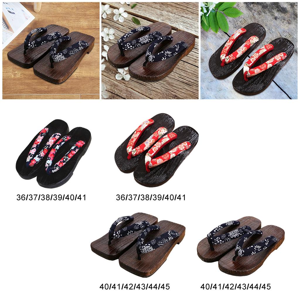 Japanese Clogs Slippers Geta Sandals Flip Flops for Men Women Blue Square 40