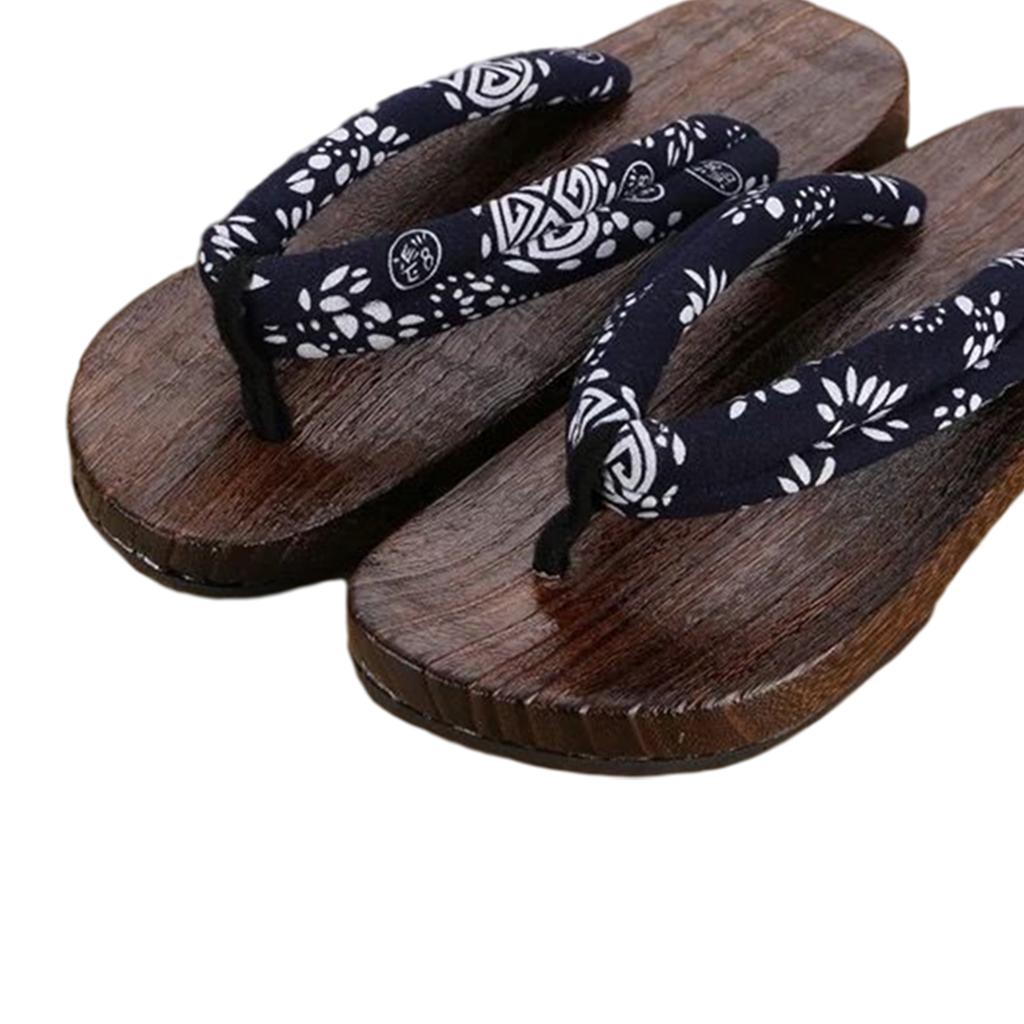 Japanese Clogs Slippers Geta Sandals Flip Flops for Men Women Blue Round 45