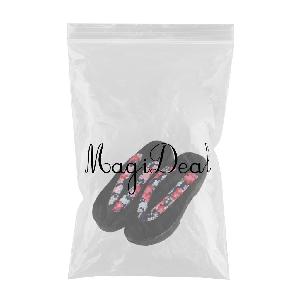 Japanese Clogs Slippers Geta Sandals Flip Flops for Men Women Black Round 37