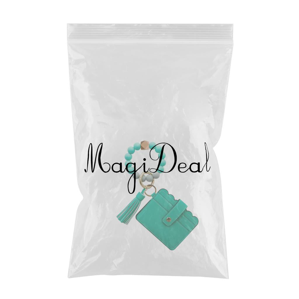 Womens Card Wallet Bracelet Key Ring Bangle Keychain Wristlet Turquoise