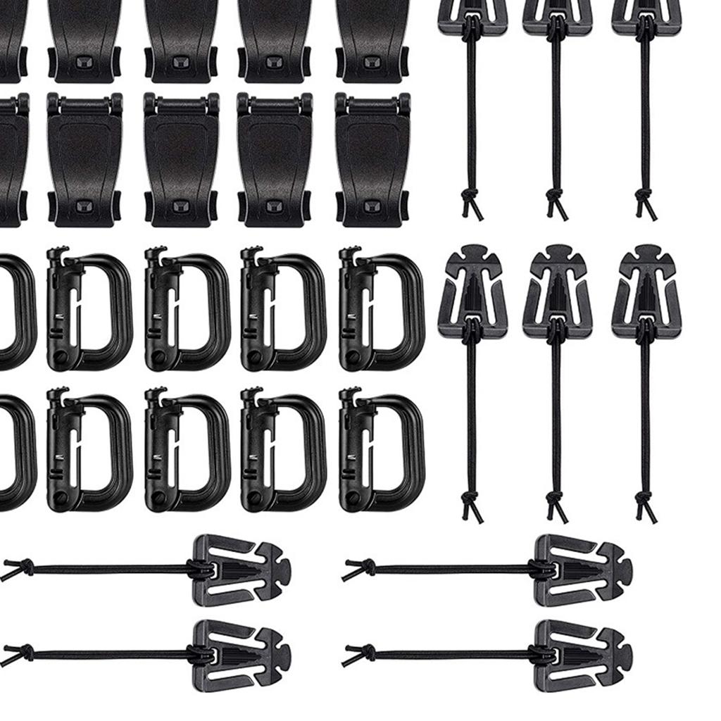 30x Carabiner Clips Hiking Keychain D-Ring Buckle Clasp Hook Keyring Camping Black