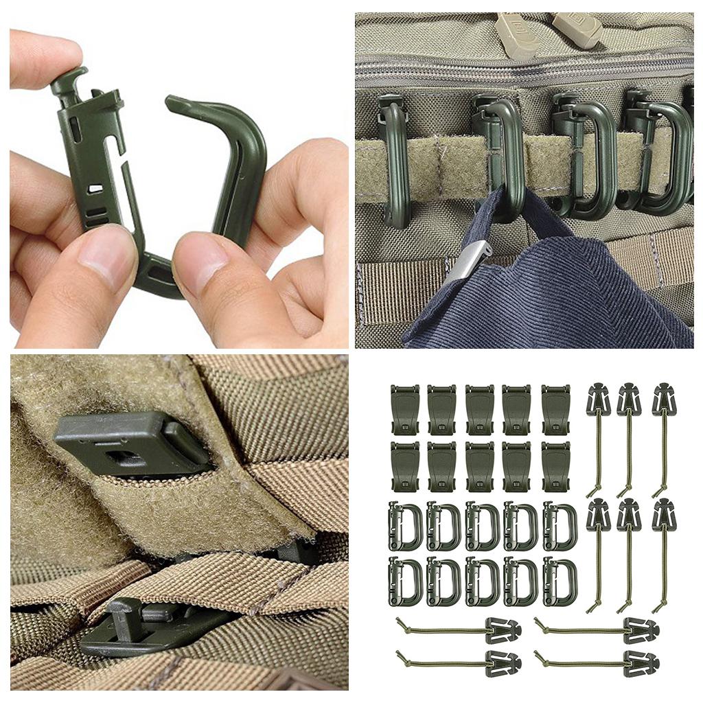 30x Carabiner Clips Hiking Keychain D-Ring Buckle Clasp Hook Keyring Camping Green