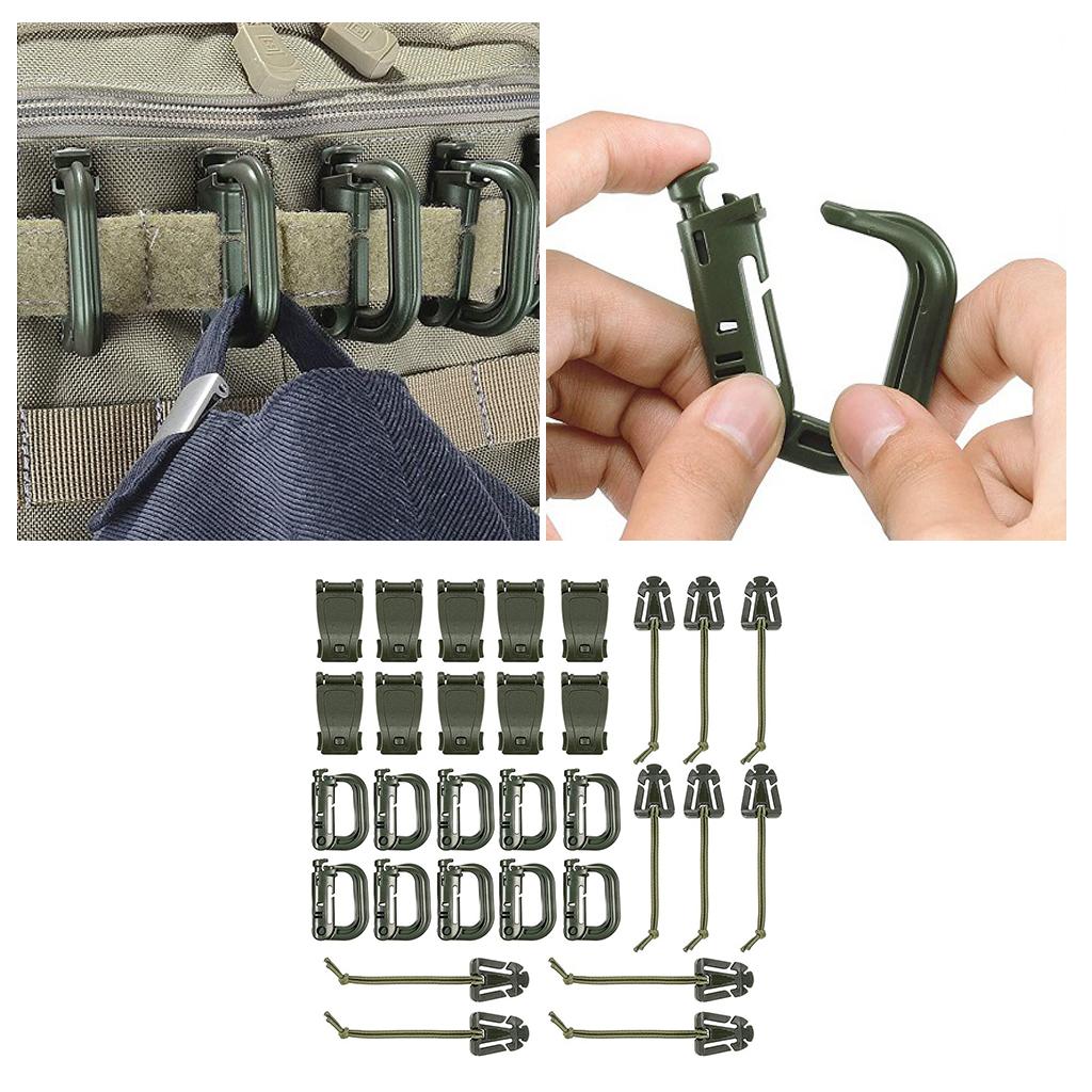 30x Carabiner Clips Hiking Keychain D-Ring Buckle Clasp Hook Keyring Camping Green