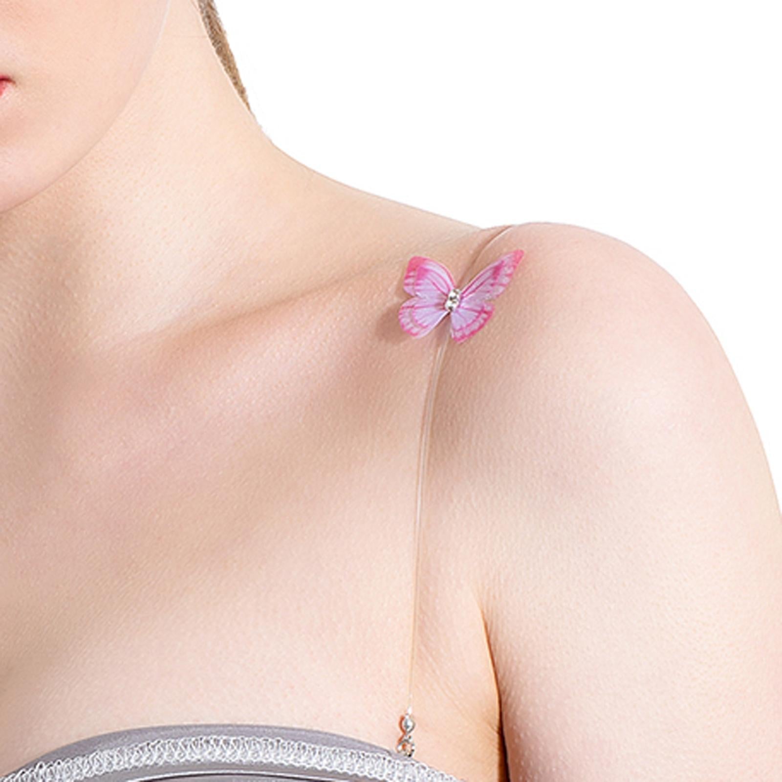 Butterfly Transparent Invisible Adjustable Shoulder Bra Straps 1.8cm Purple