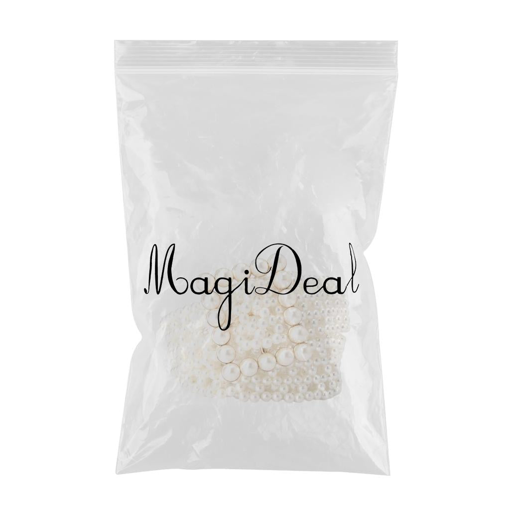 Pearl Beaded Metal Waist Chain for Women Dress Waist Belts Square Buckle