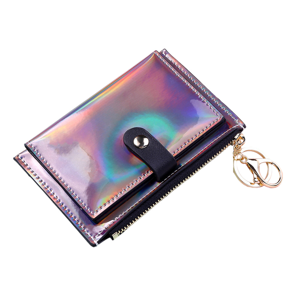 Women Wallet Bifold with Coin Pocket Card Holder Purse Keychain Black
