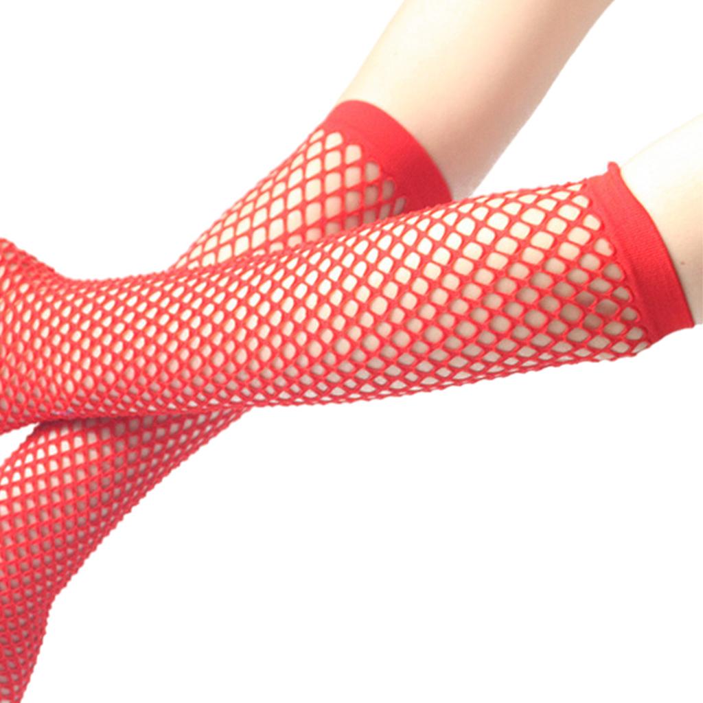Long Fingerless Fishnet Gloves Party Accessories Mesh 1920s Gloves Red