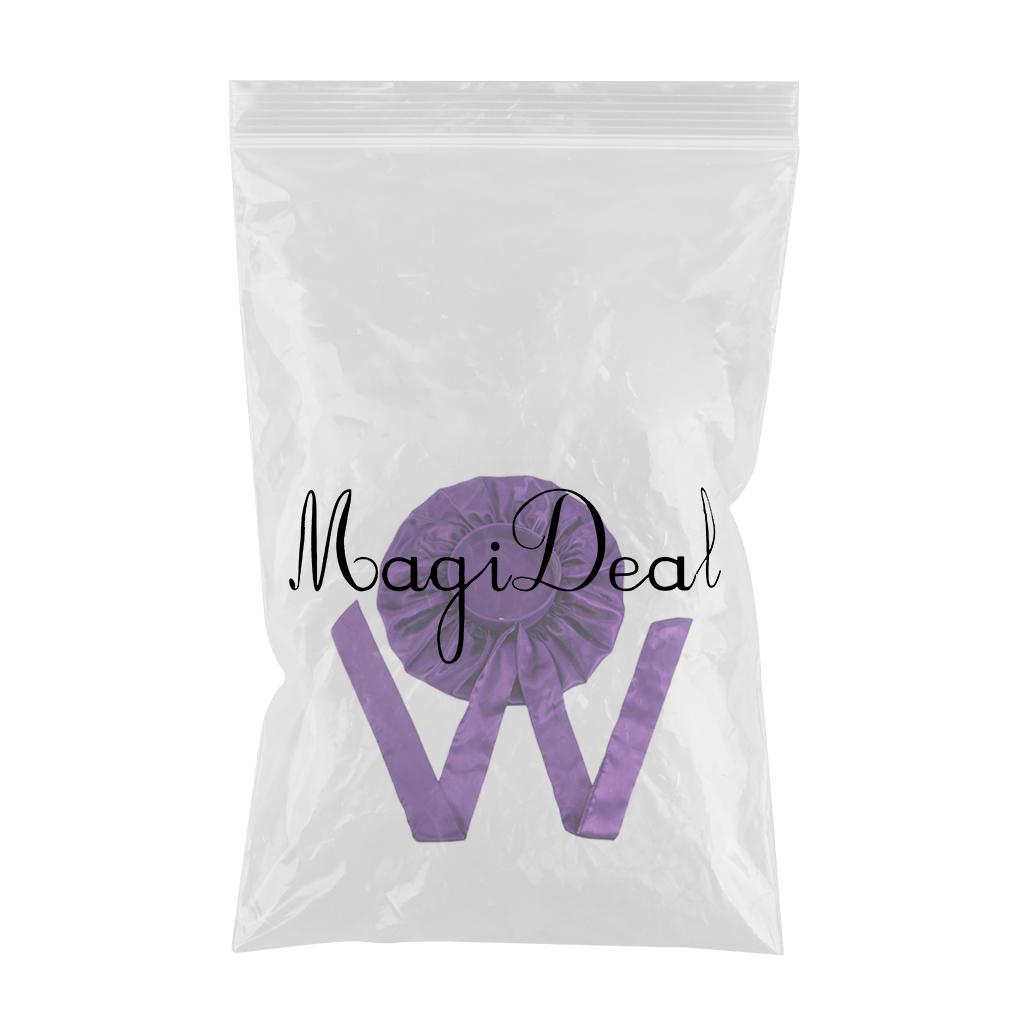 Women Satin Silk Bonnet Night Sleeping Caps Hat For Long Curly Purple