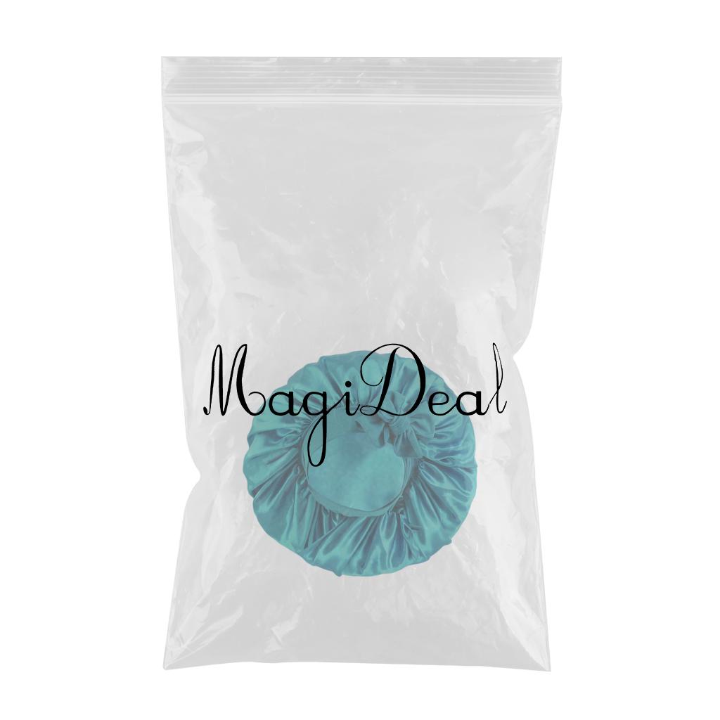 Women Satin Silk Bonnet Night Sleeping Caps Hat For Long Curly Cyan