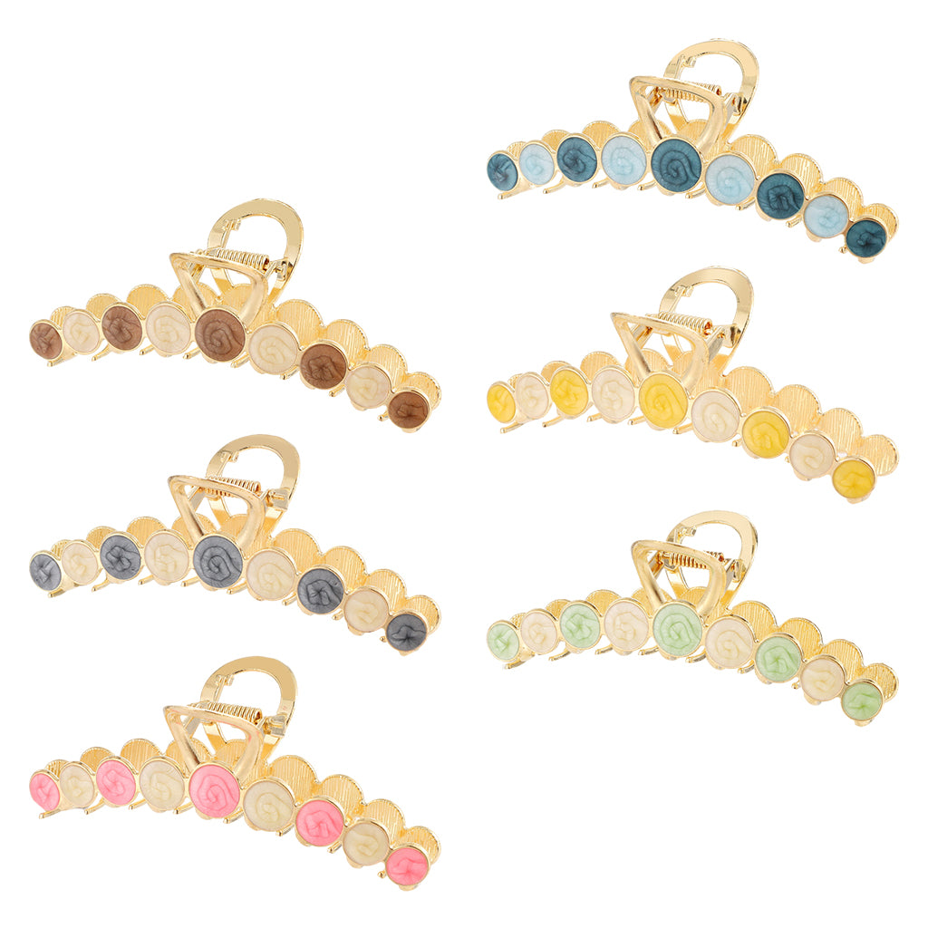Women Alloy Hair Claw Clip Crystal Hair Jaw Paw Hair Clasps Beige Green