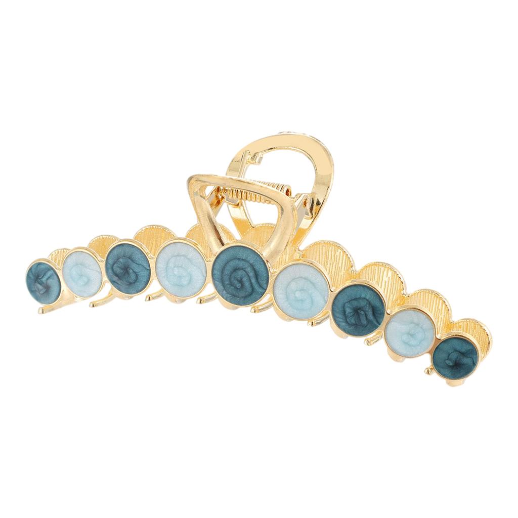 Women Alloy Hair Claw Clip Crystal Hair Jaw Paw Hair Clasps Light Blue Green
