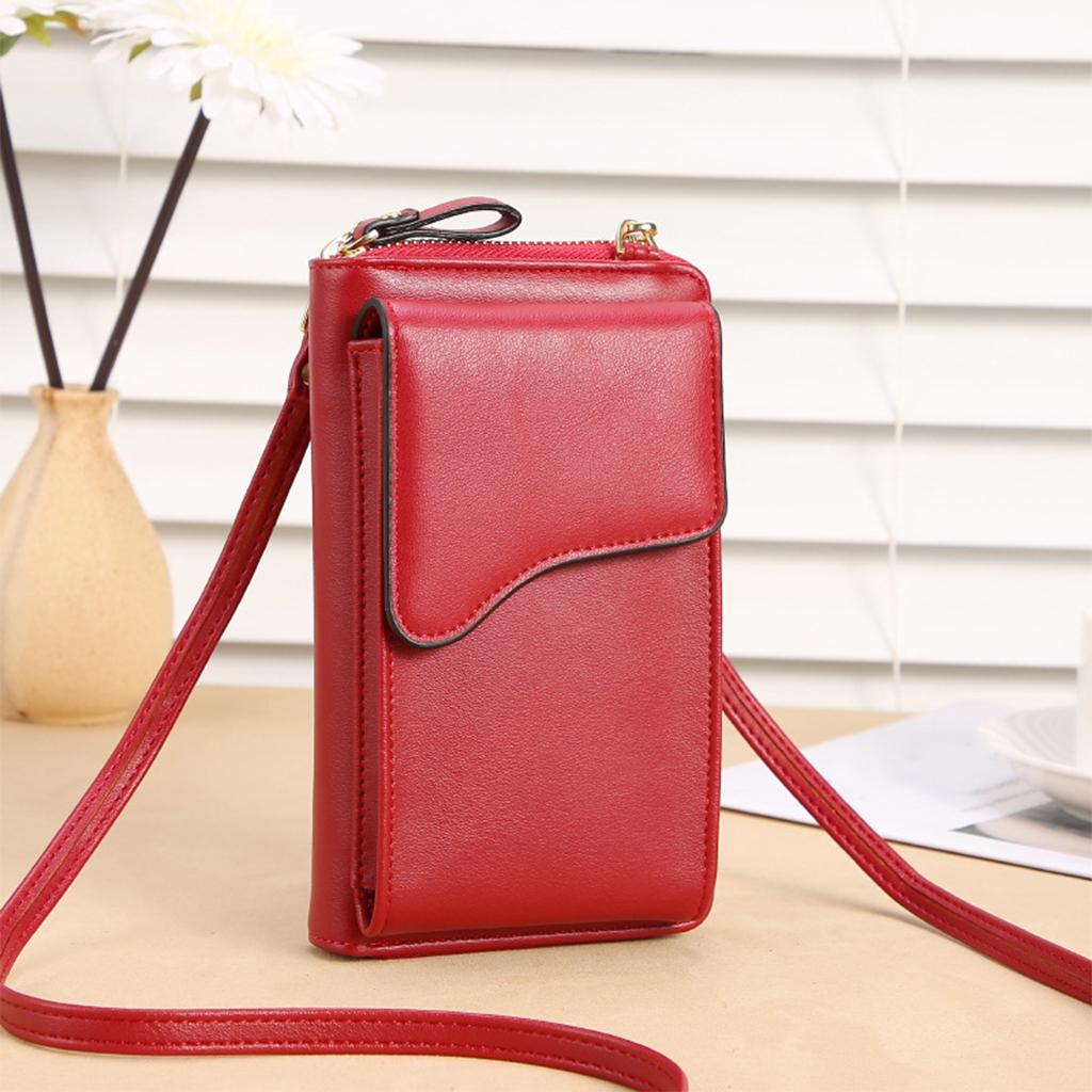 Women Crossbody Cell Phone Shoulder Bag Pouch Handbag Purse Wallet Red
