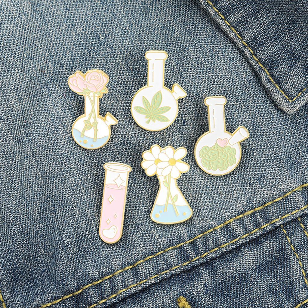 5x Flower Vase Brooch Pin Badge Gift Scarf Clips Alloy Jewelry Women Lady