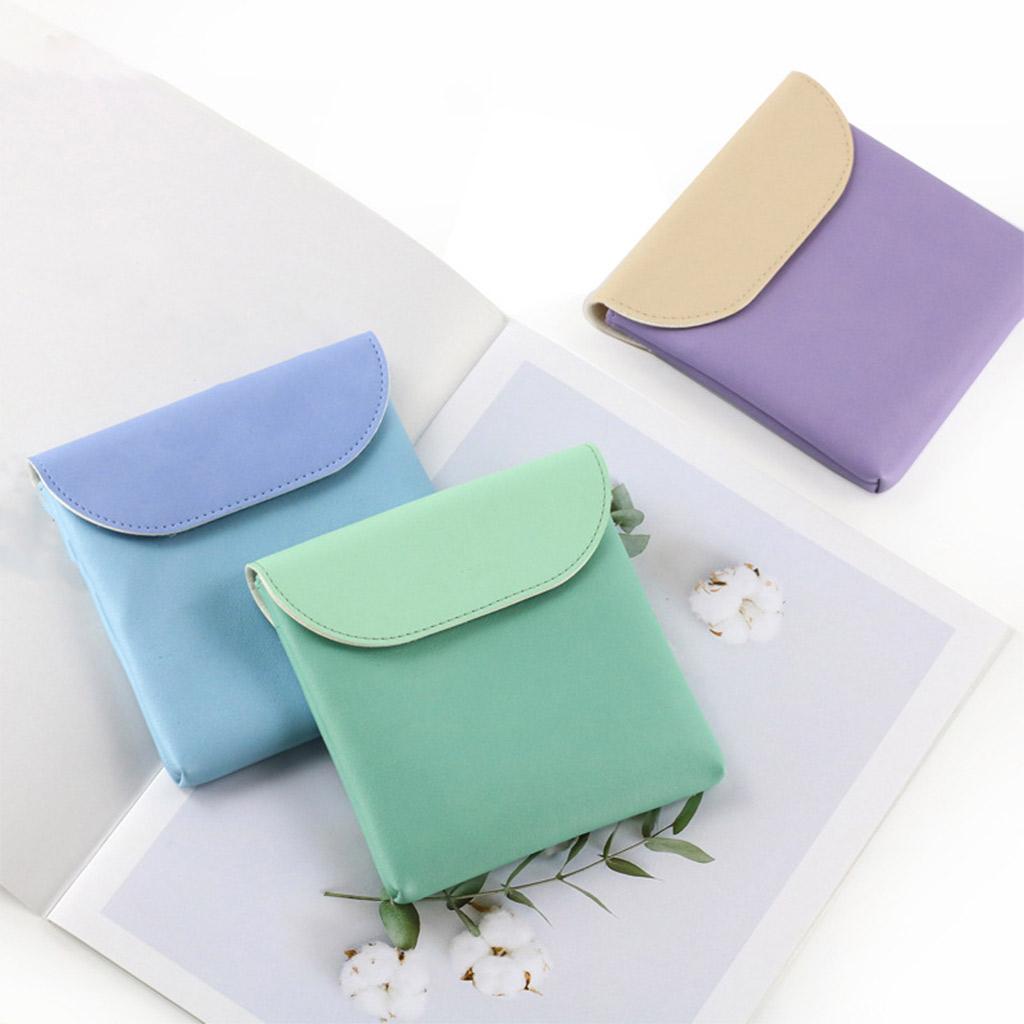 Women Portable Sanitary Towel Bag Waterproof Storage Cosmetic Cards Purple